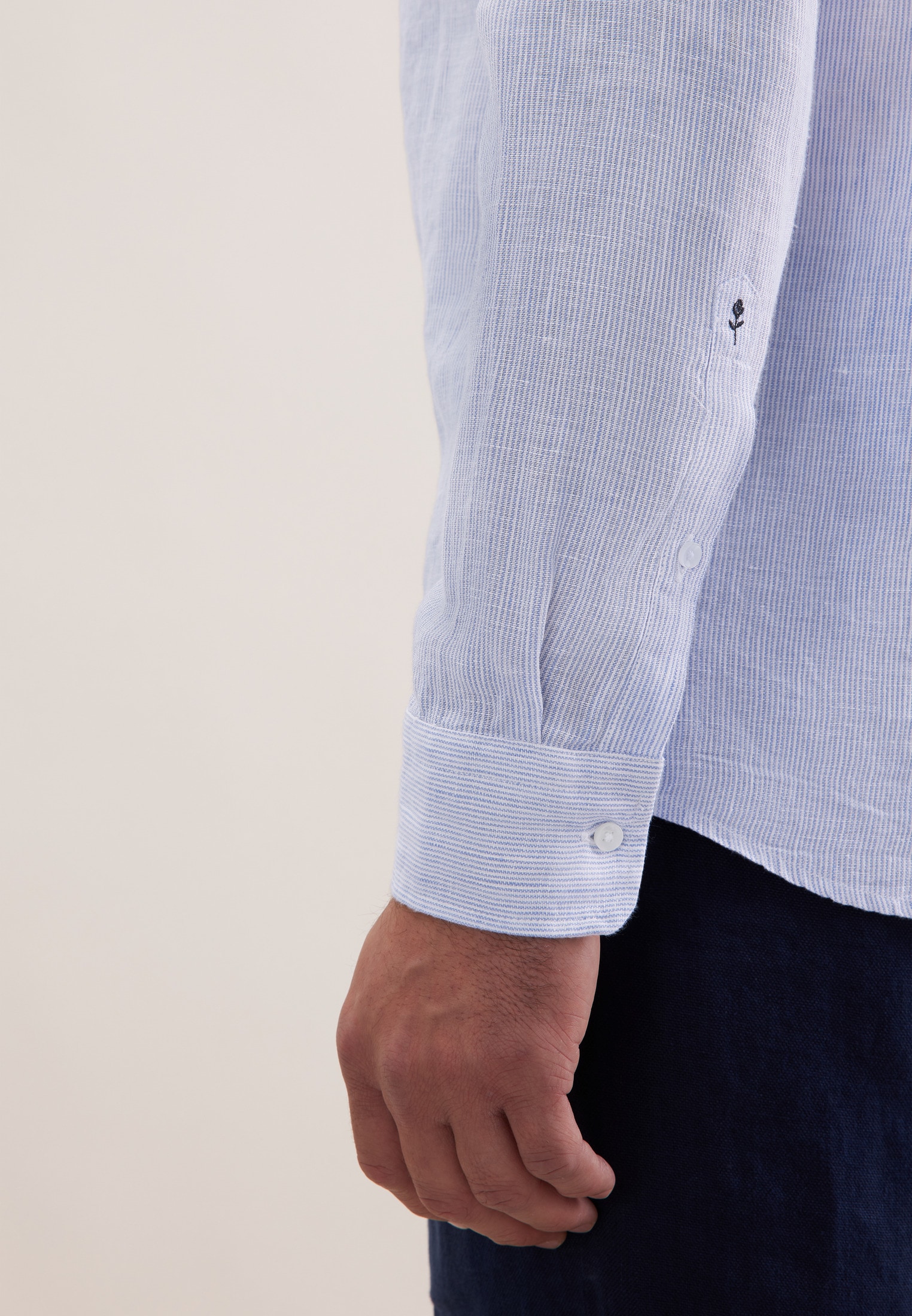 seidensticker Leinenhemd »Schwarze Rose« Regular 1/1 Stehkragen Gestreift