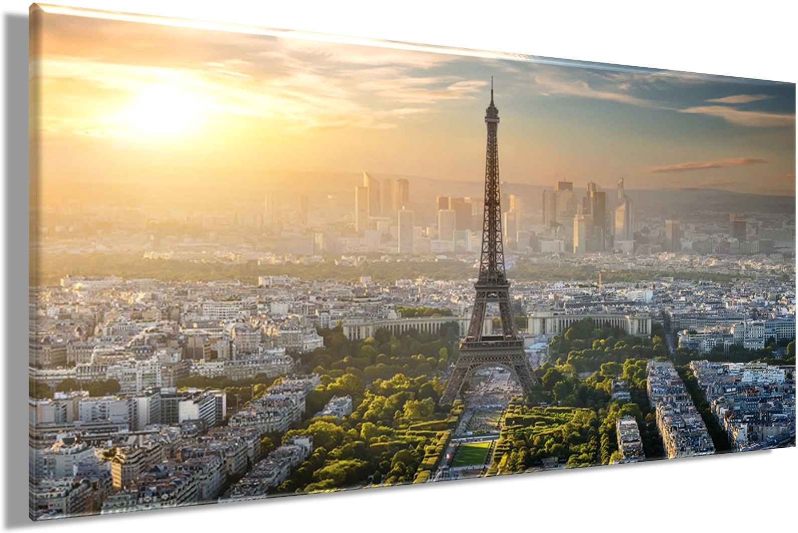 Bönninghoff Leinwandbild »Wandbild EIFFELTURM PARIS 50x100 cm – Leinwandbild Keilrahmen Deko« Frankreich | Paris | Sonnenuntergang | Stadt 1 Stk. tlg. auf Keilrahmen gespannt