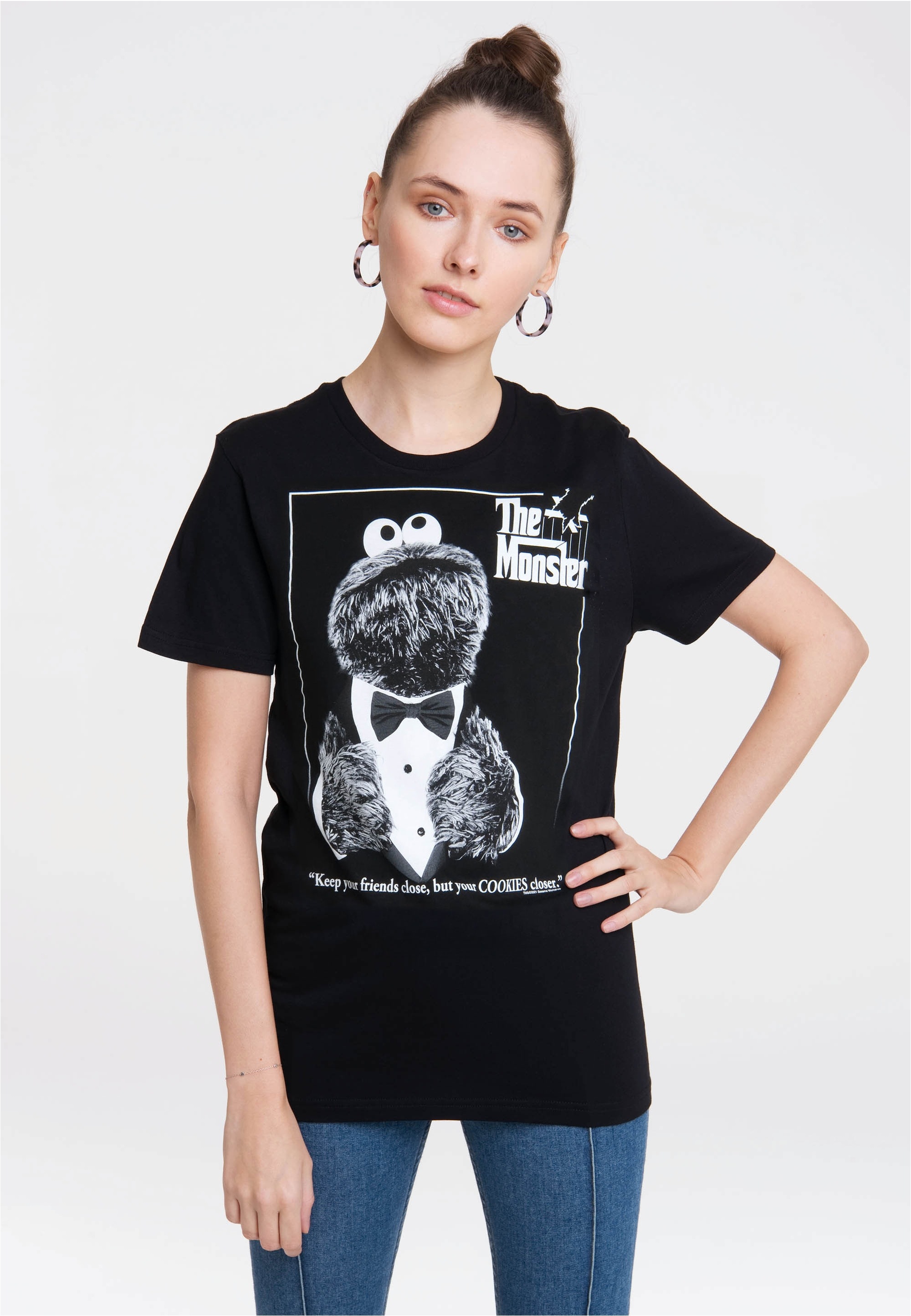 LOGOSHIRT T-Shirt "Sesamstrasse - Krümelmonster Pate" mit coolem Print