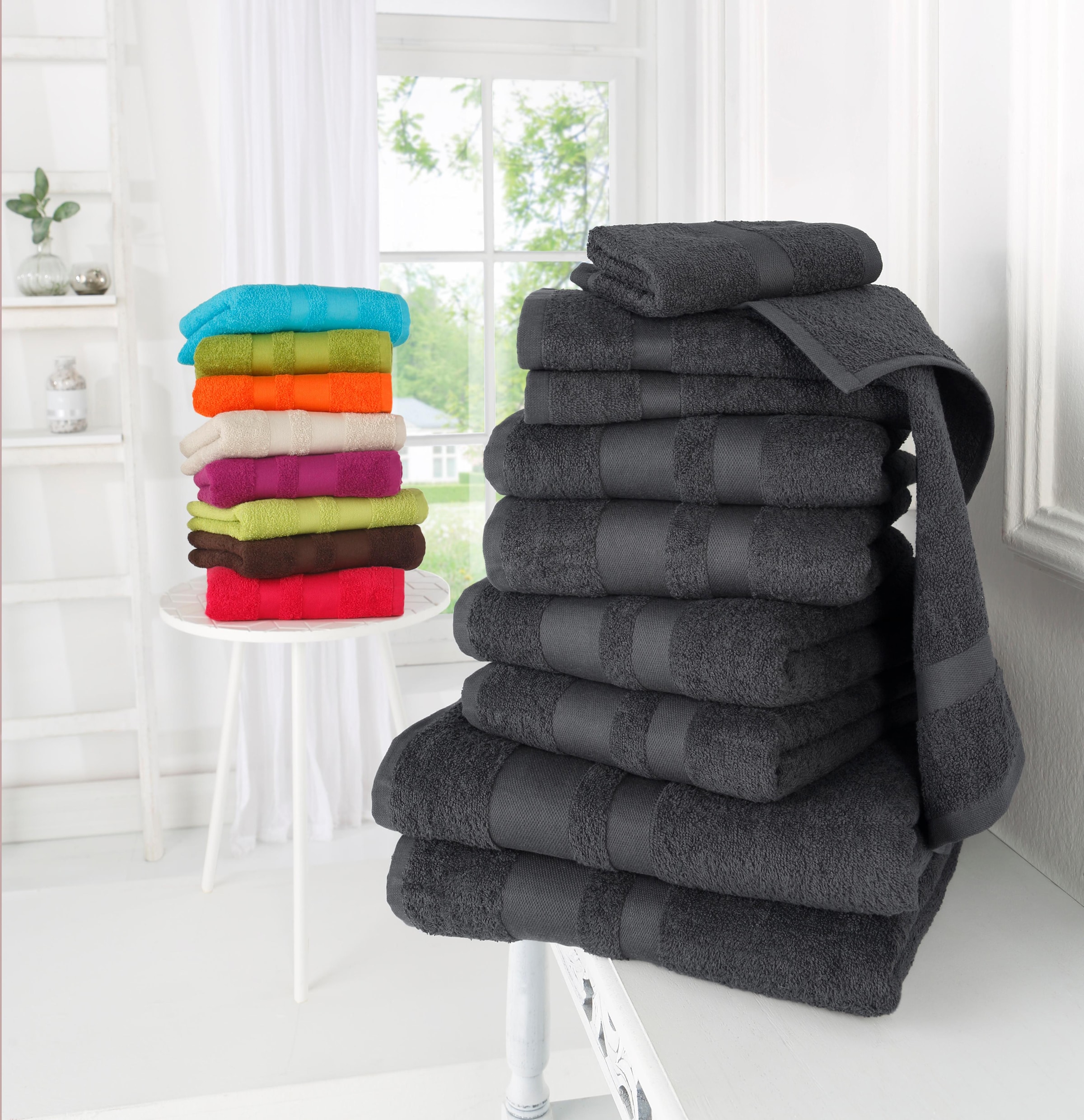 aus Walkfrottee, my einfarbiges Set 100% Handtücher Handtuch »Vanessa«, BAUR | tlg., Baumwolle 10 Bordüre, Set, mit kaufen Handtuch-Set home