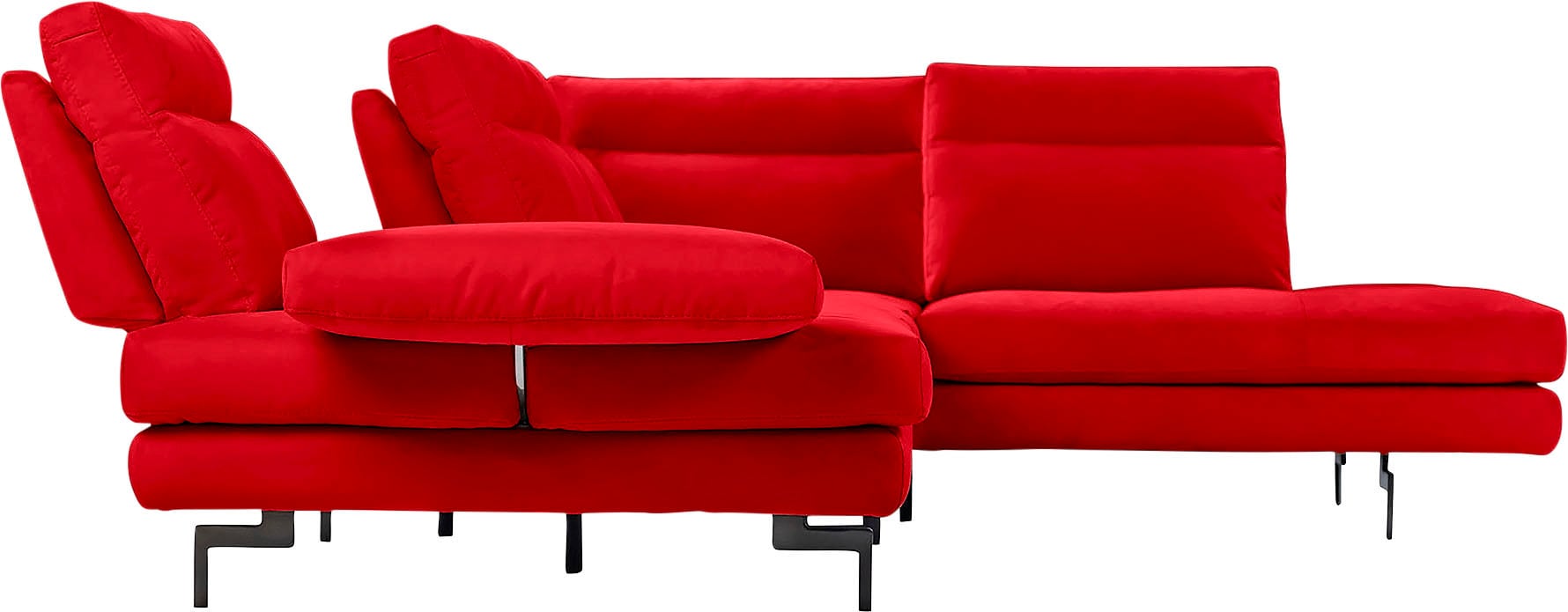 CALIA ITALIA Ecksofa »Toby Wing, L-Form, Designsofa mit sensationellem Sitzkomfort«, Sitztiefenverstellung, funktionale Ecke, Füße in schwarz matt