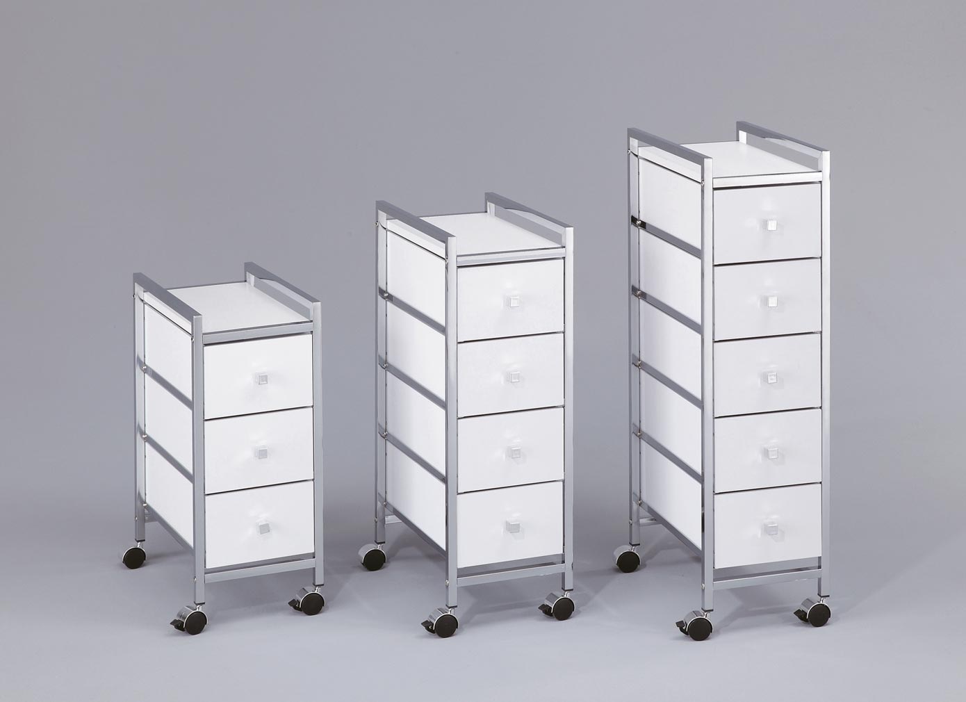 Rollwagen HEINE HOME, B:64cm H:43cm T:40cm, weiß, MDF, Stahl, Küche, Rollwagen