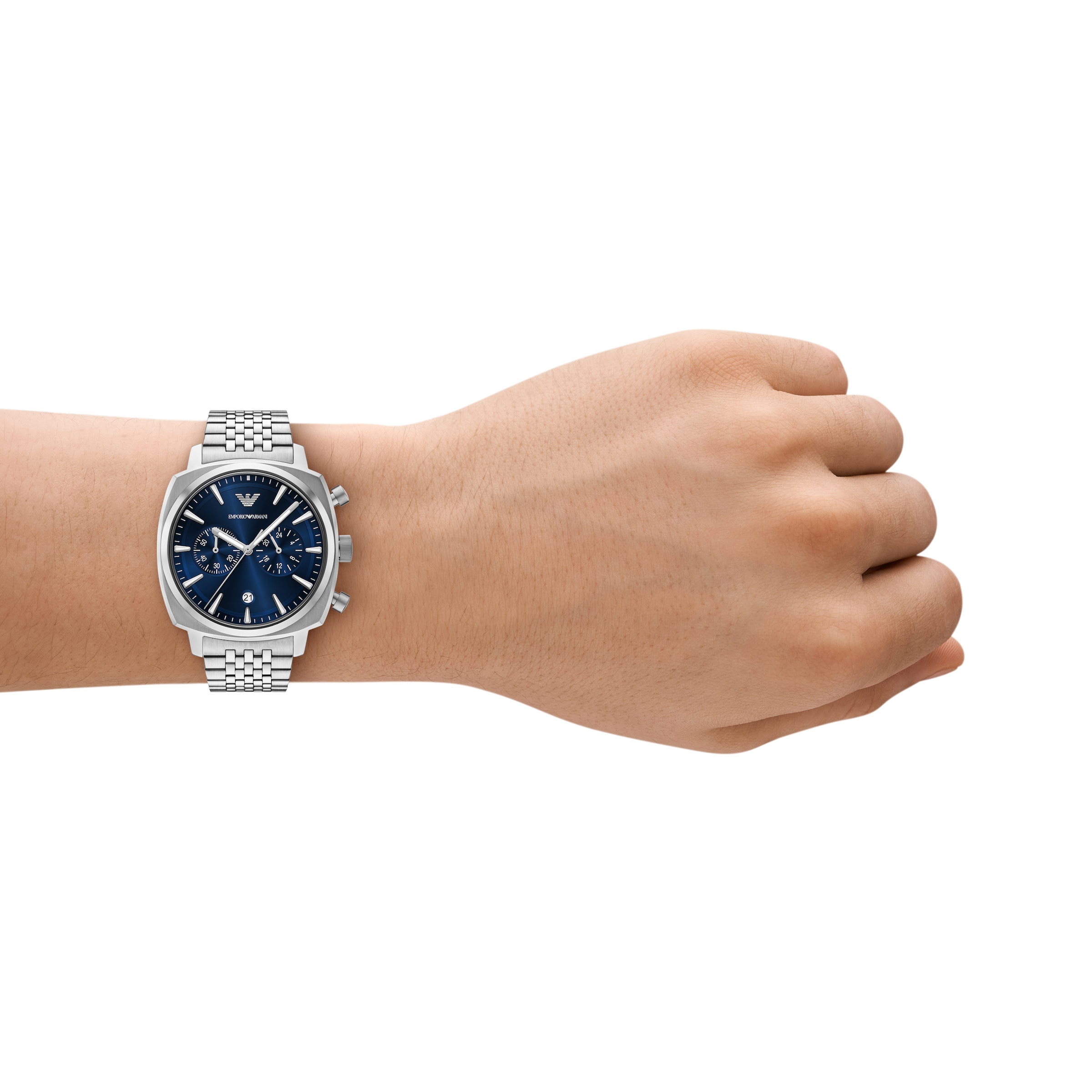 Emporio Armani Chronograph Quarzuhr, Armbanduhr, Herrenuhr, Edelstahlarmband, analog, Tag