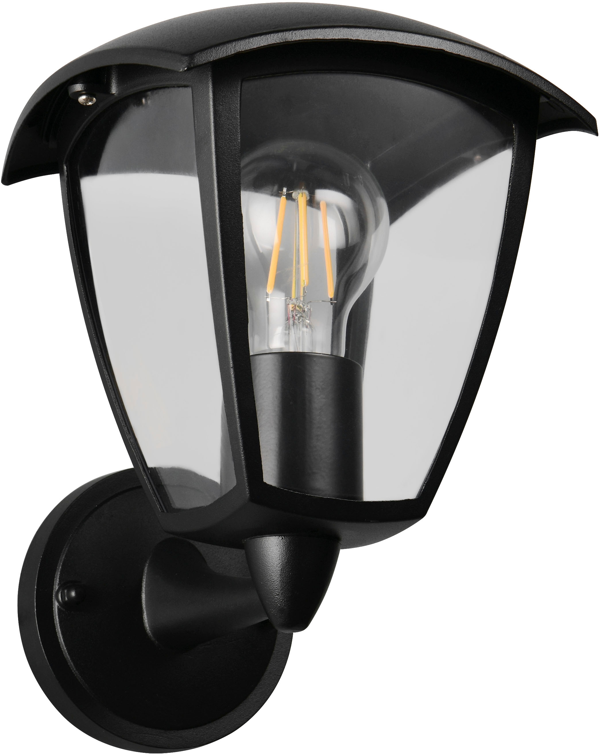 TRIO Leuchten Außen-Wandleuchte »VENTA, Laterne Hauswand Fassadenbeleuchtung, exkl 1x E27 max 10W, IP44«, 1 flammig, Leuchtmittel E27 | Leuchtmittel wechselbar, Wandlampe Laternen-Optik, aufwärts gerichtet, Schirm Kunststoff
