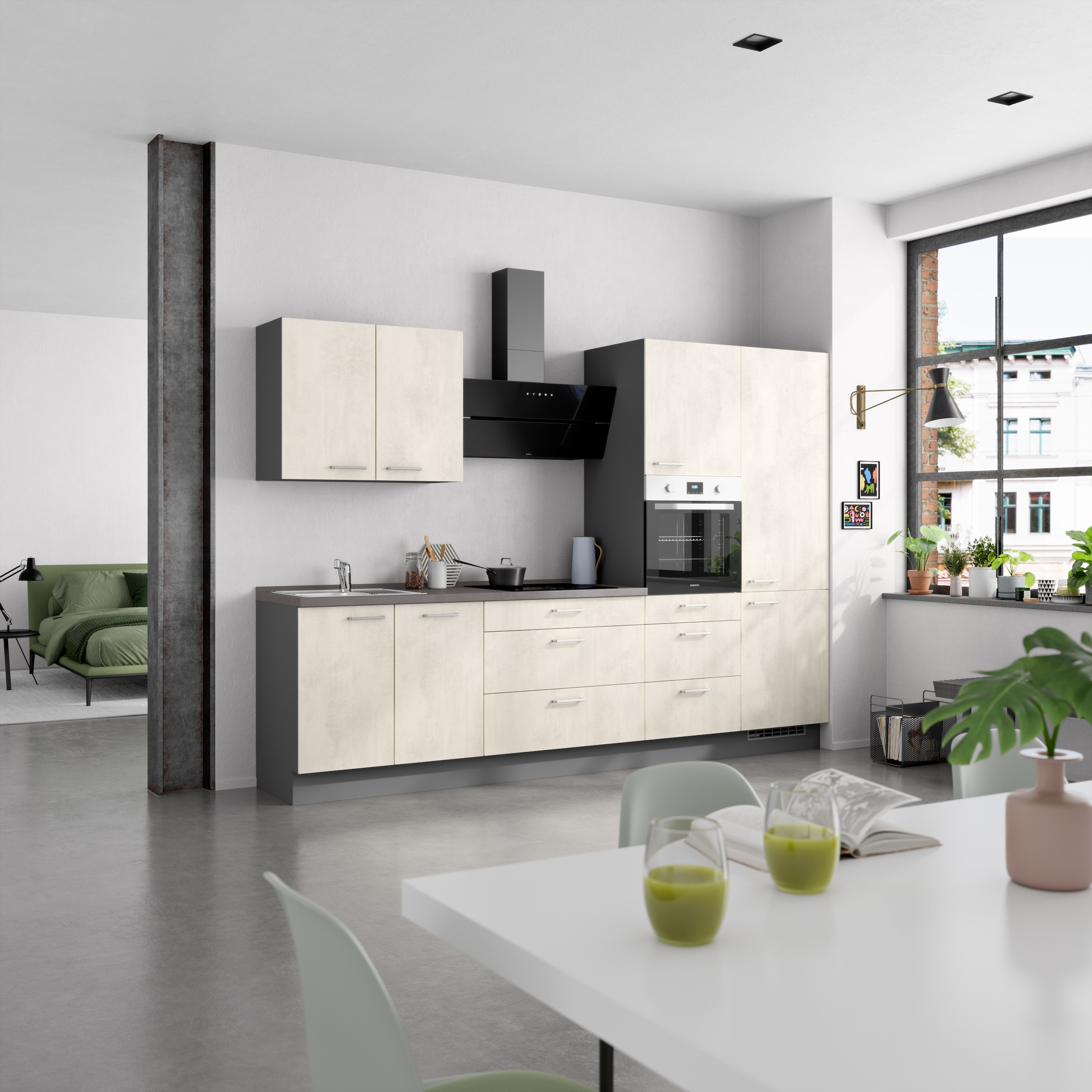nobilia® Küchenzeile »"Riva II"«, vormontiert, Ausrichtung wählbar, Breite 300 cm, wahlw. mit E-Geräten