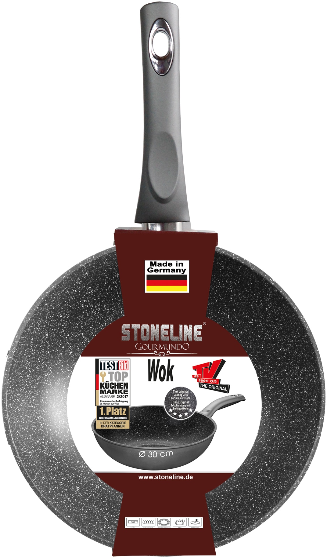 (1 Ø Wok, Aluminium, STONELINE 30 cm, STONELINE®- Keramikbeschichtung, bestellen BAUR tlg.), Induktion |