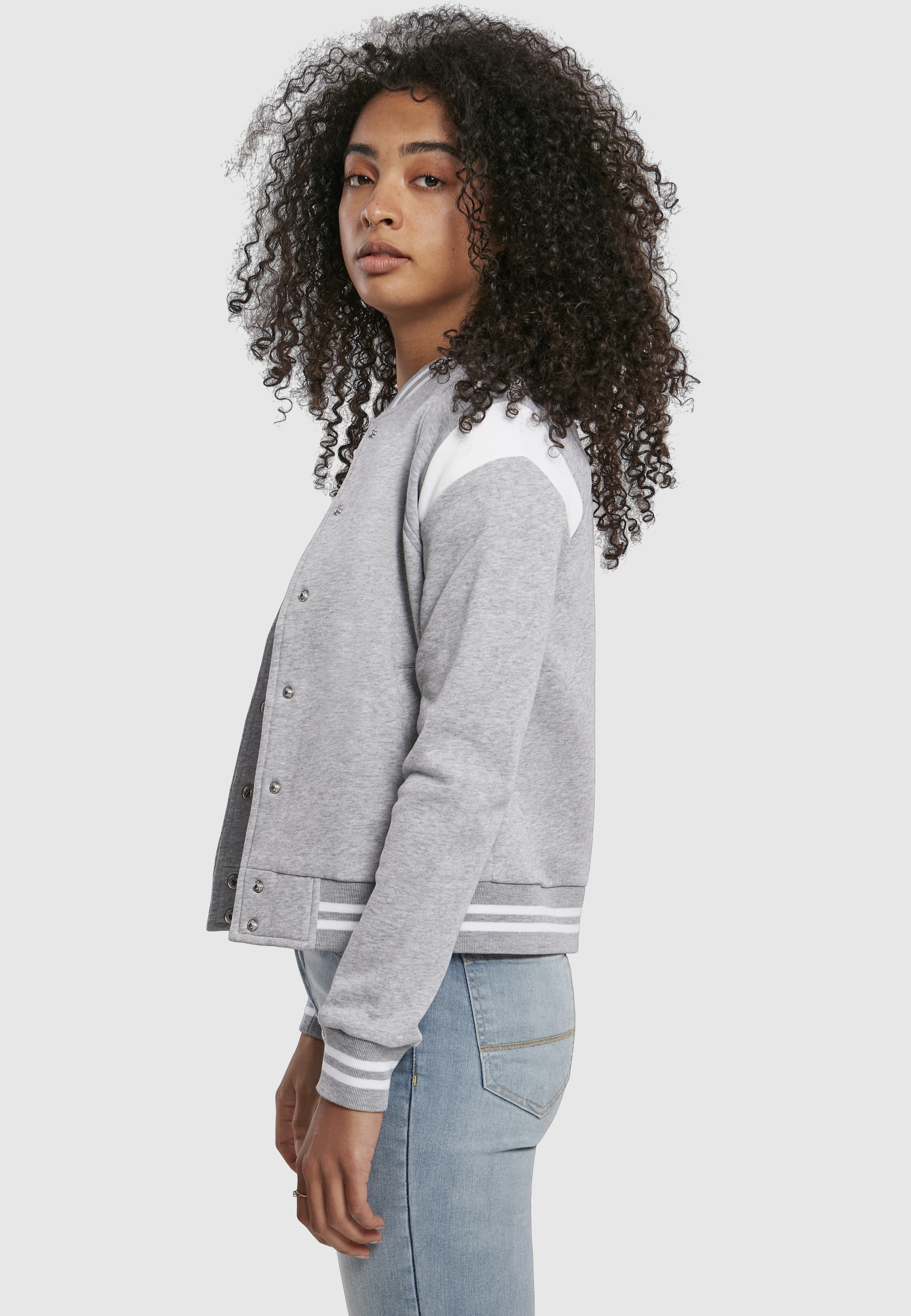 URBAN CLASSICS Collegejacke »Urban Classics Damen Ladies Organic Inset College Sweat Jacket« 1 Stk. tlg. ohne Kapuze
