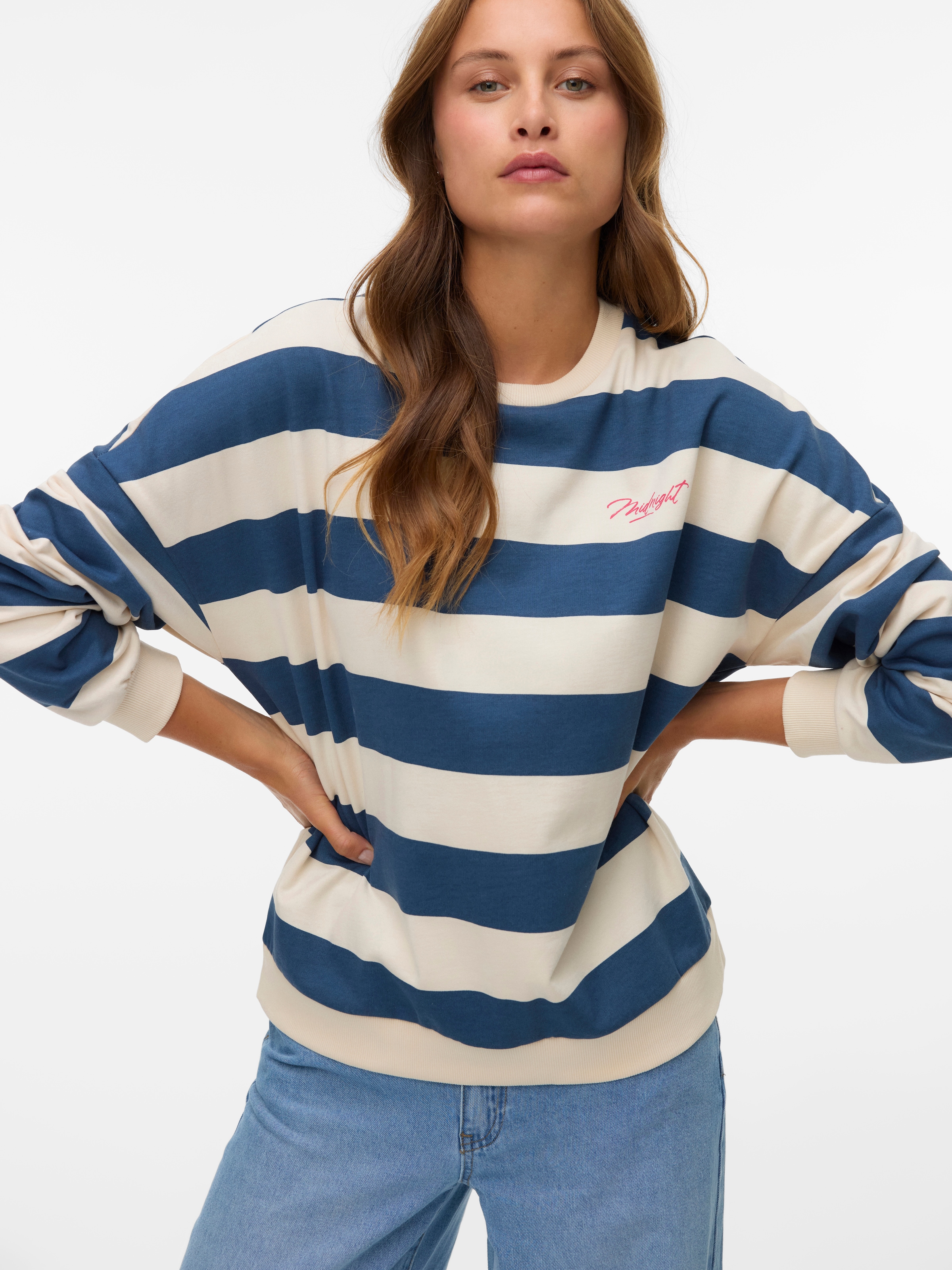 Vero Moda Sweatshirt "VMVIOLA BEA LS SWEAT BOX JRS", Color Block Streifen günstig online kaufen