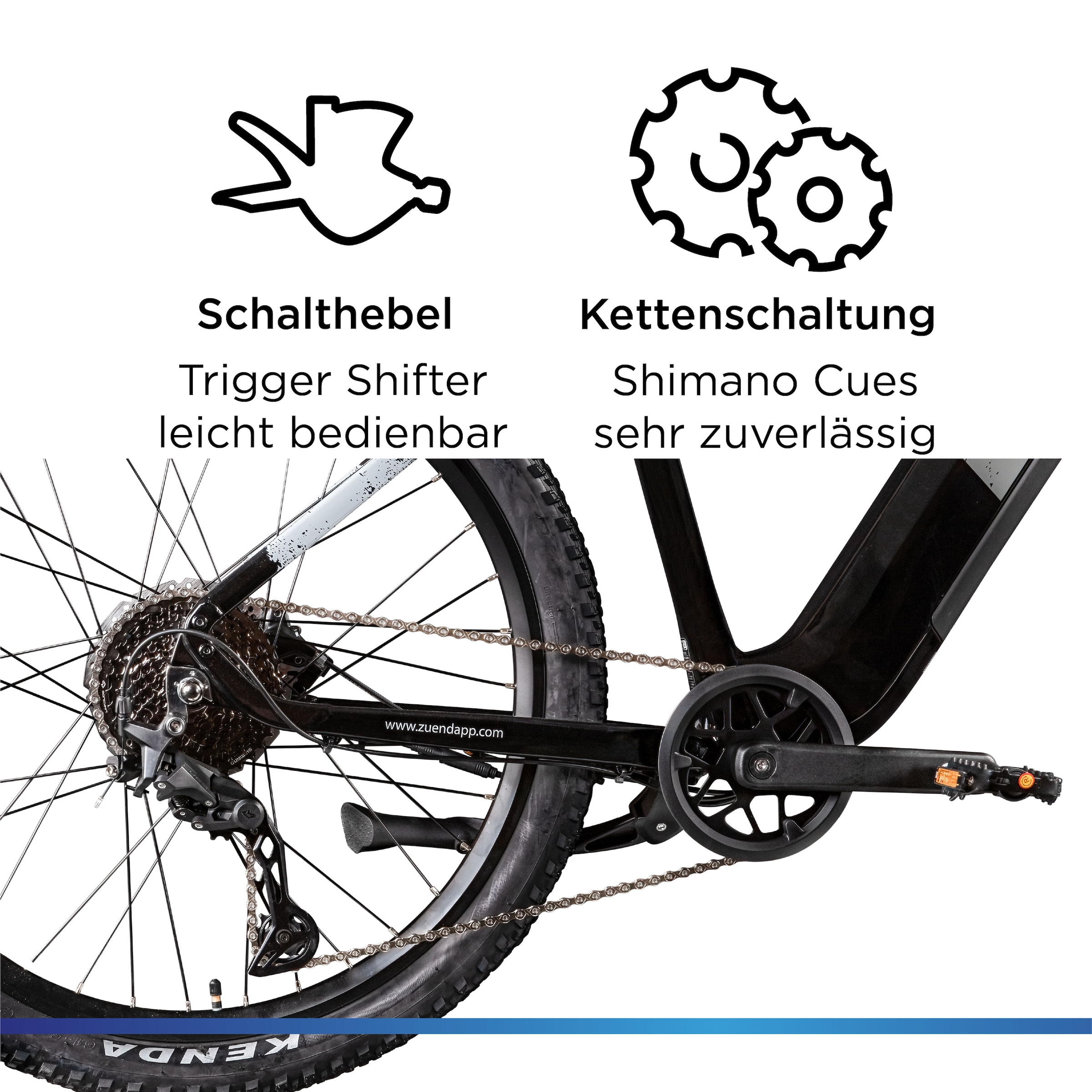 Zündapp »Z808« 10 Gang Shimano Deore RD-T6000 Schaltwerk Kettenschaltung Heckmotor 250 W Pedelec, Elektrofahrrad für Damen und Herren, MTB