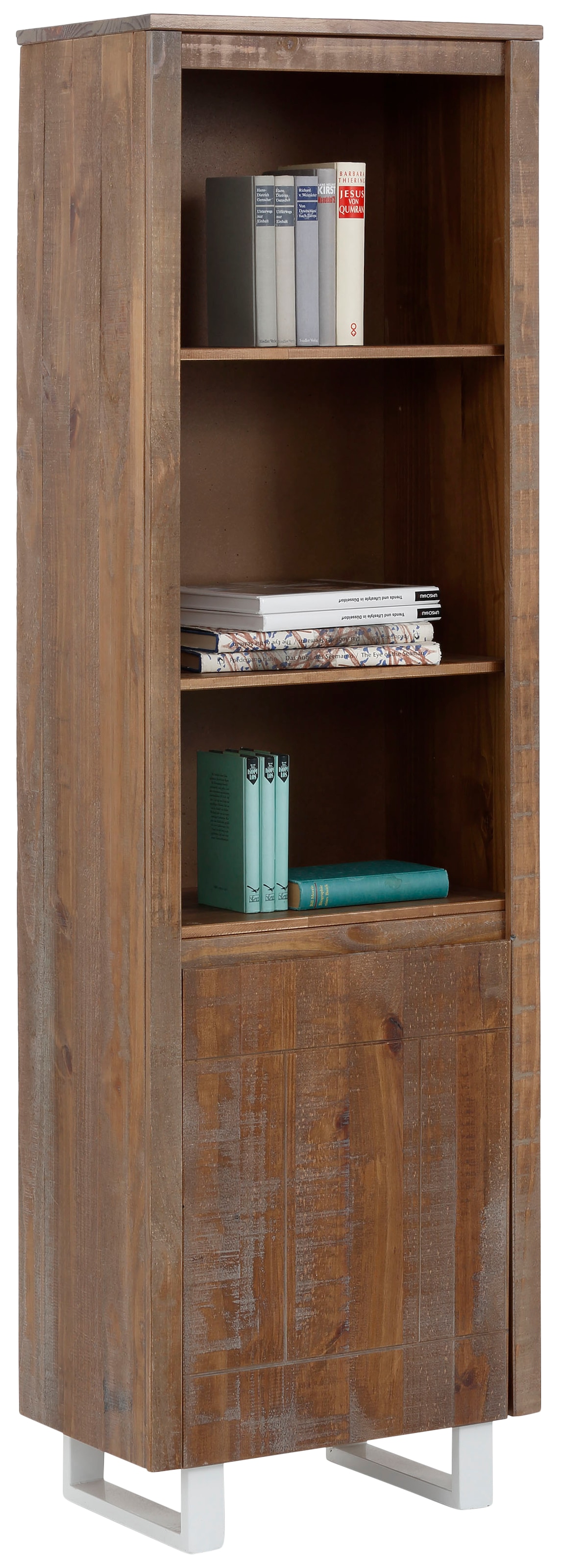 Bücherregal »Lagos«, aus schönem massivem Kiefernholz, grifflos, Breite 55 cm
