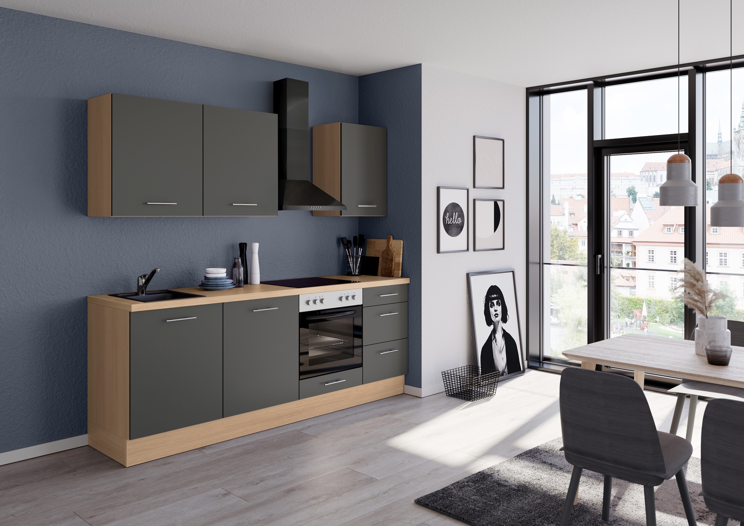 IMPULS KÜCHEN Küchenzeile ""Kopenhagen", Ausrichtung wählbar, Schubkästen m günstig online kaufen