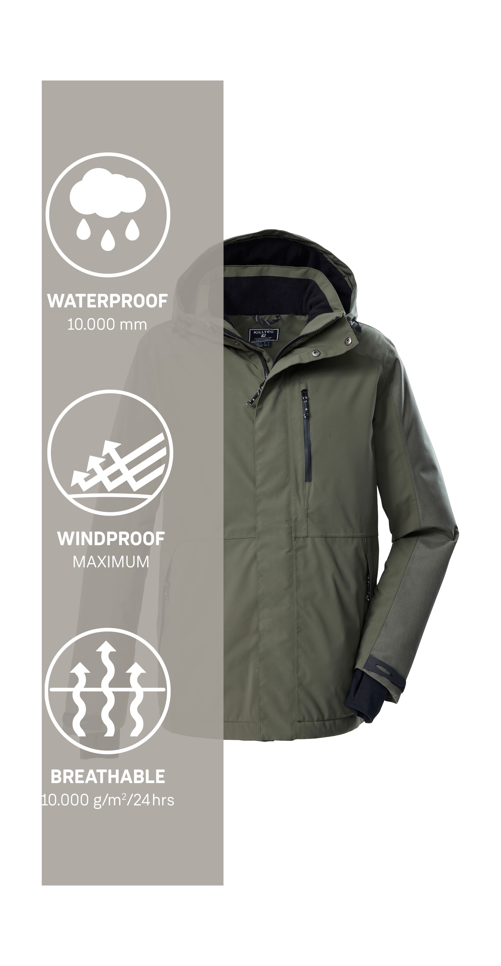 Killtec Funktionsjacke »KOW 89 MN JCKT« Wasser- und windabweisend, atmungsaktiv, abnehmbare Kapuze, PFAs-frei