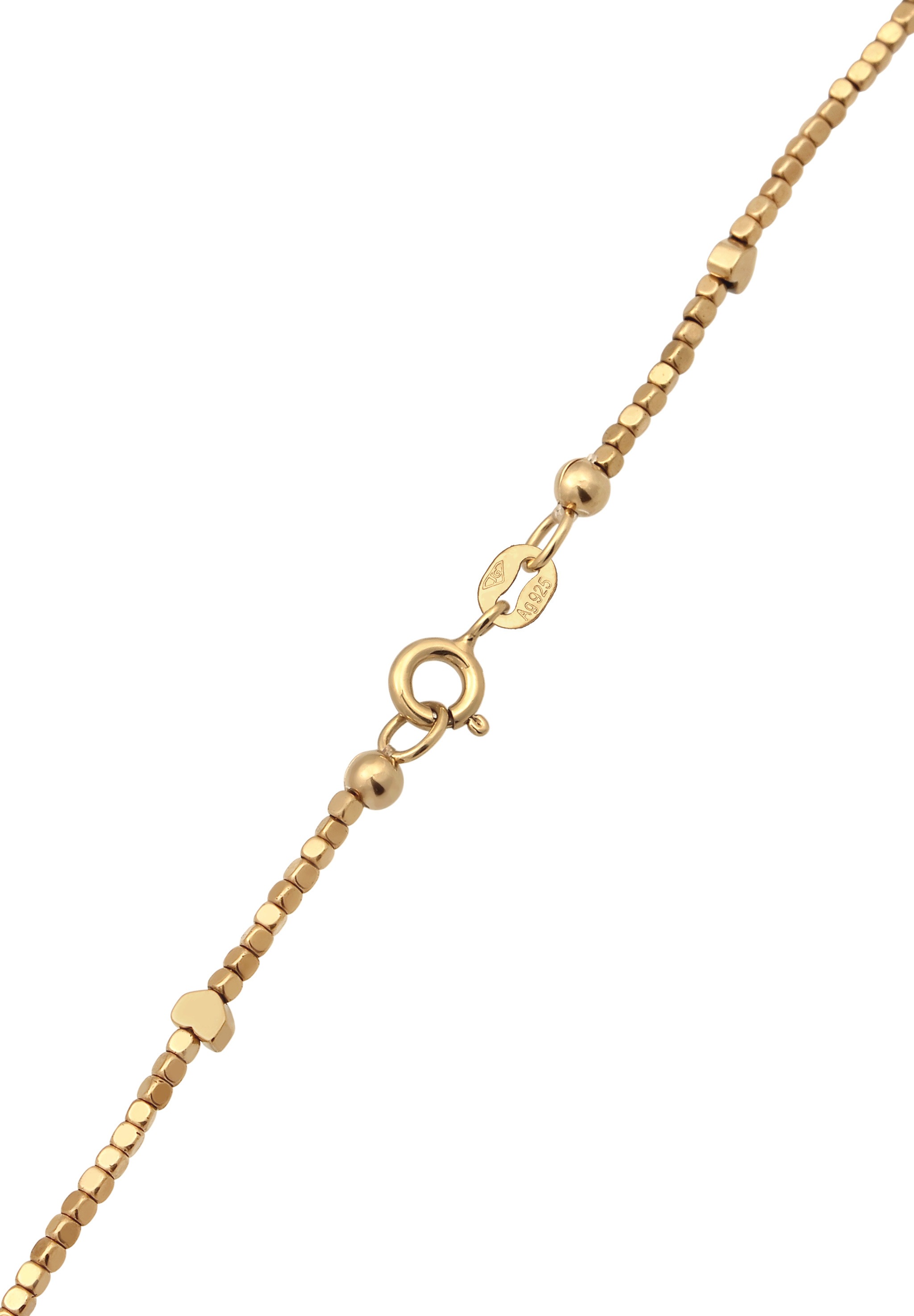 Elli Kette ohne Anhänger »Halskette Herz Synthetischer Hämatit Gold 925 Sterling Silber vergoldet«