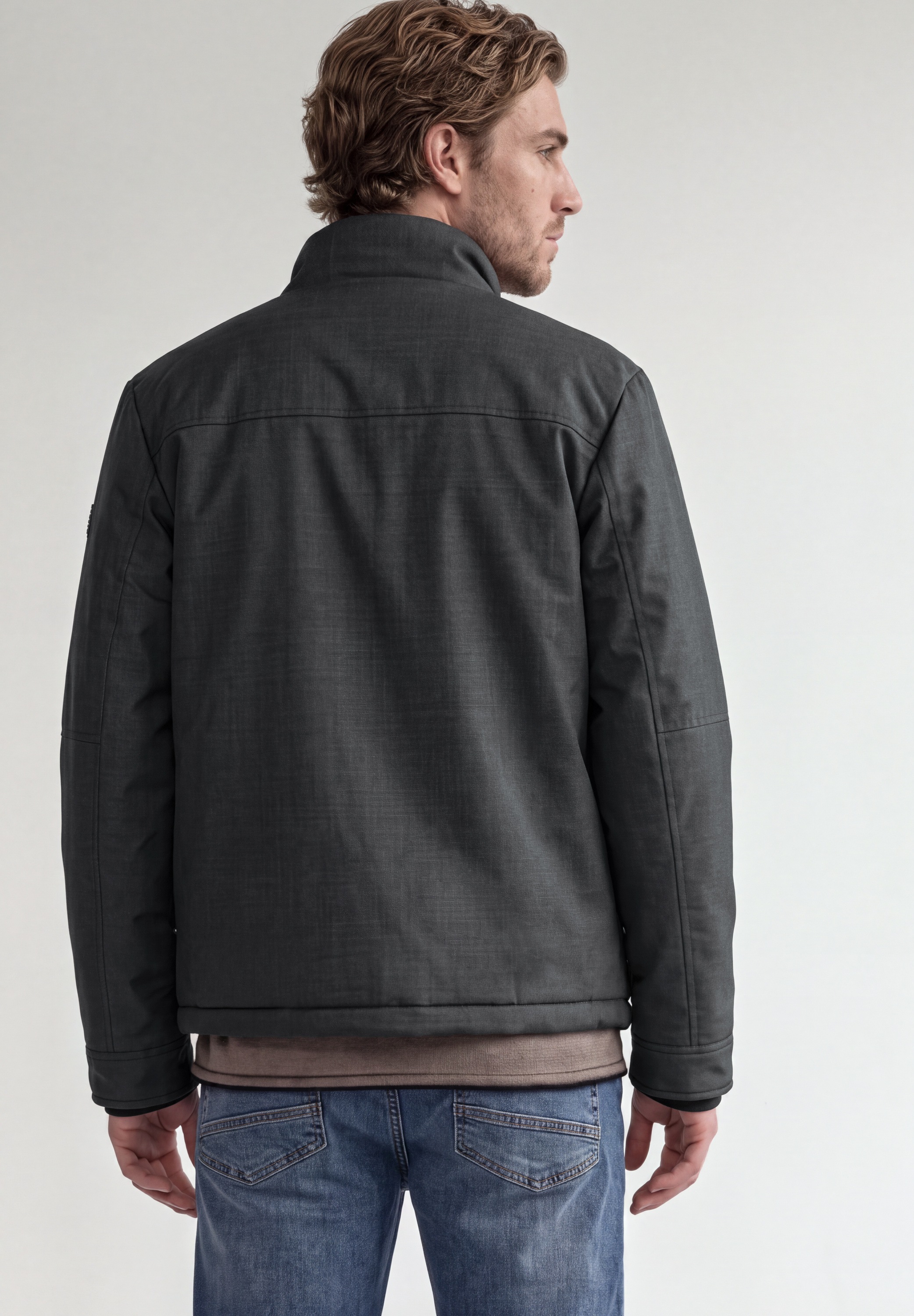 STREET ONE MEN Kurzjacke ohne Kapuze im Melange Look