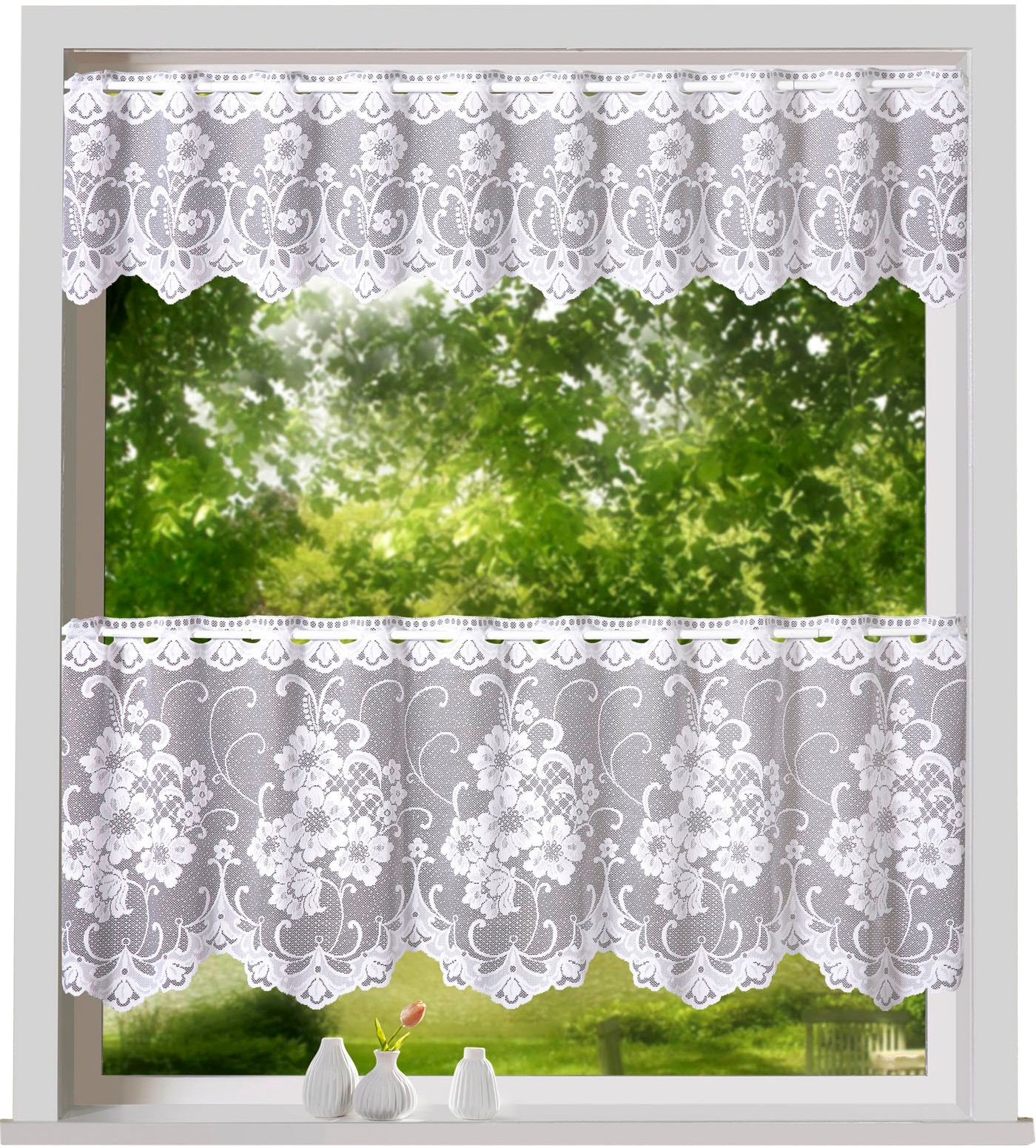 Weckbrodt Scheibengardine »Mantua«, (1 St.), Bistro, Jacquard, strukturiert, floral, geblümt, Gardine, Store