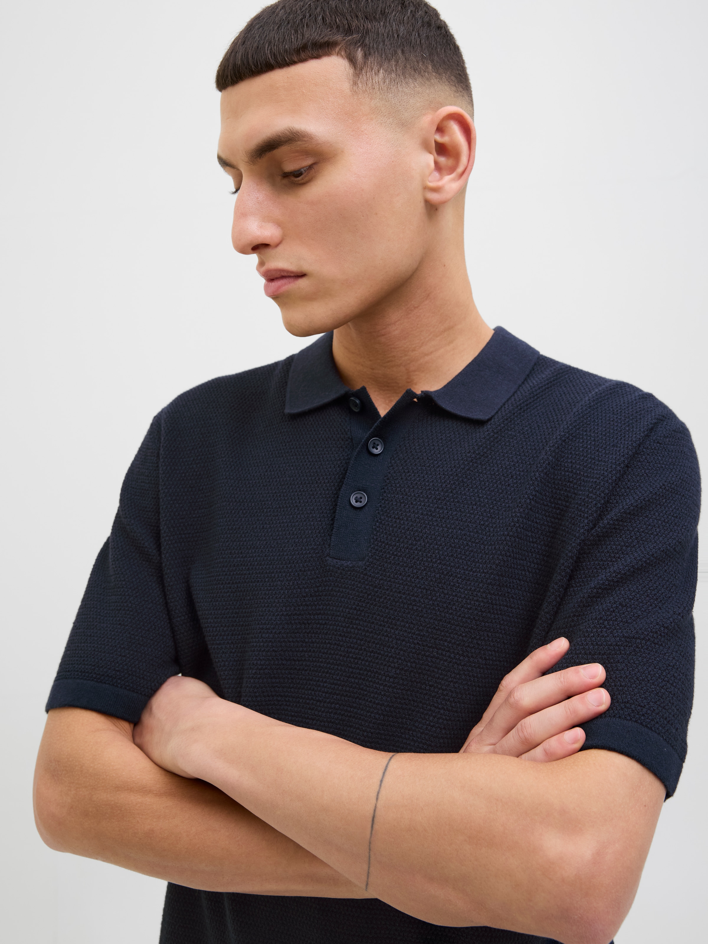 Jack & Jones Kurzarmpullover »JJEGEORGE KNIT POLO SS SN«, mit Polo Kragen