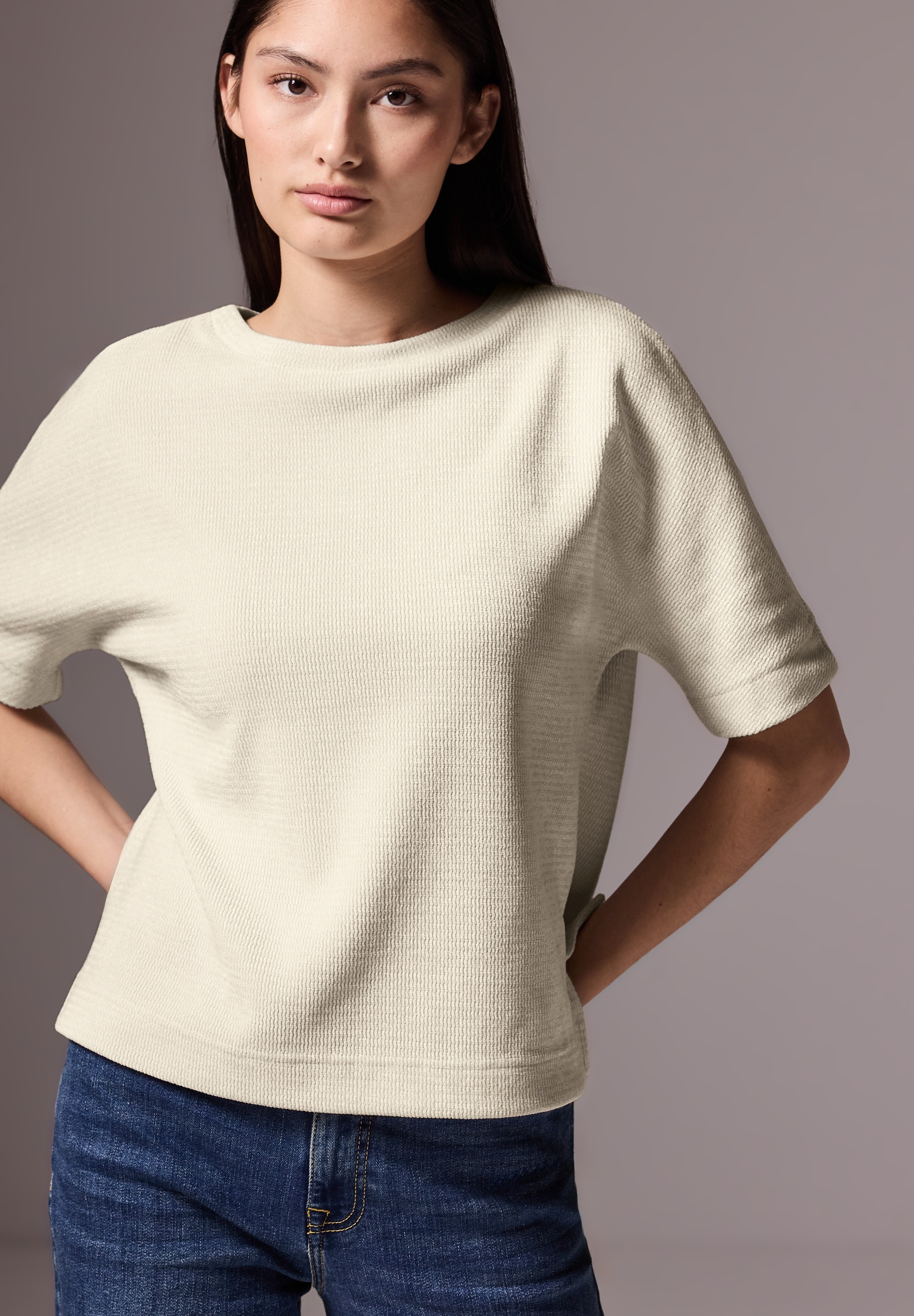 STREET ONE STUDIO T-Shirt mit Streifen-Struktur günstig online kaufen