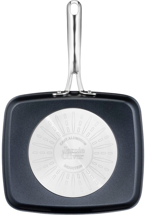 Grillpfanne TEFAL "Jamie Oliver Cooks Classic", schwarz, B:30,1cm H:12,1cm L:50,6cm Ø:30cm, Pfannen, Thermo-Signal, für alle Herdarten inkl. Induktion, 23x27 cm 3