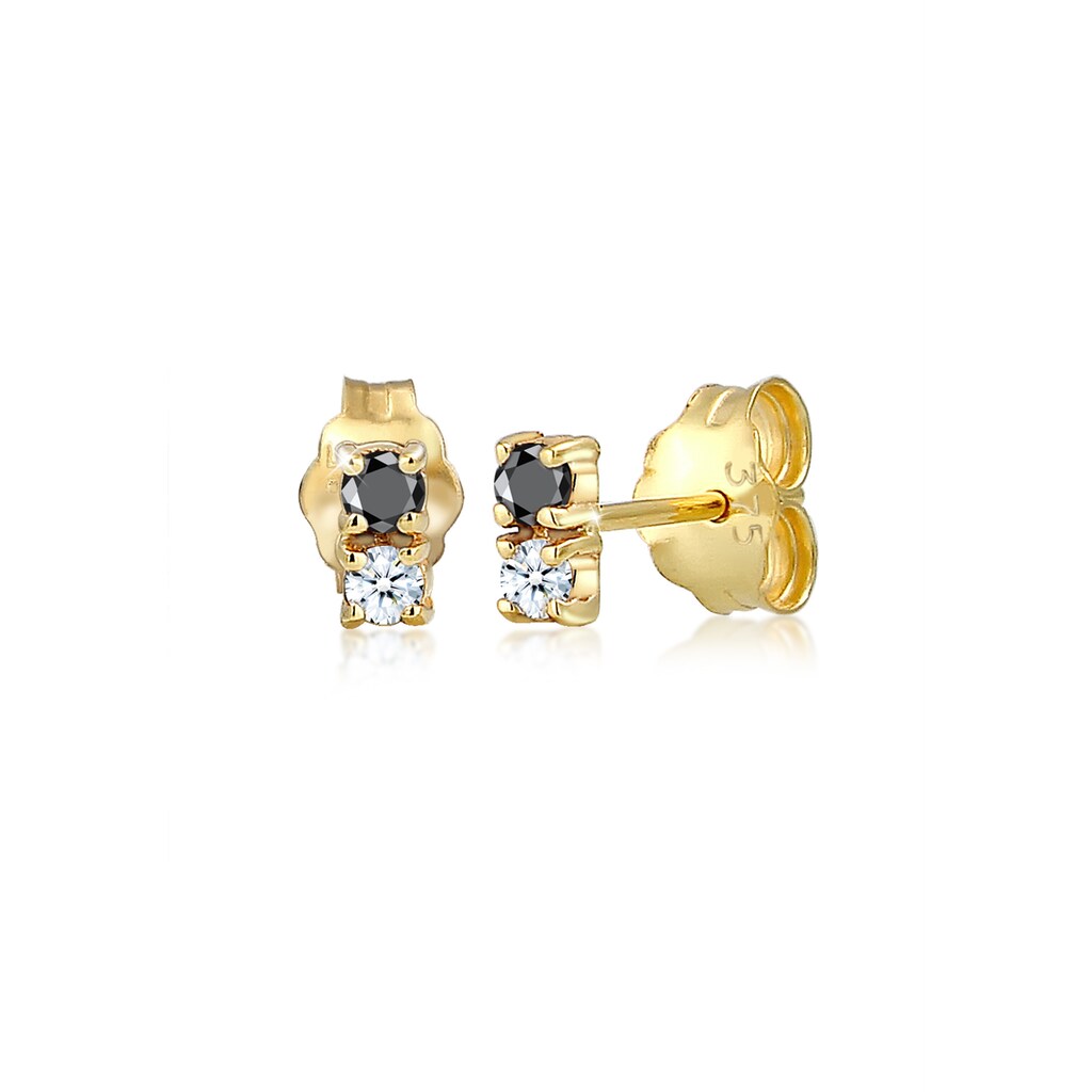 Elli DIAMONDS Paar Ohrstecker »Bi-Color Schwarz Weiß Diamant (0.12 ct) 375er Gold«