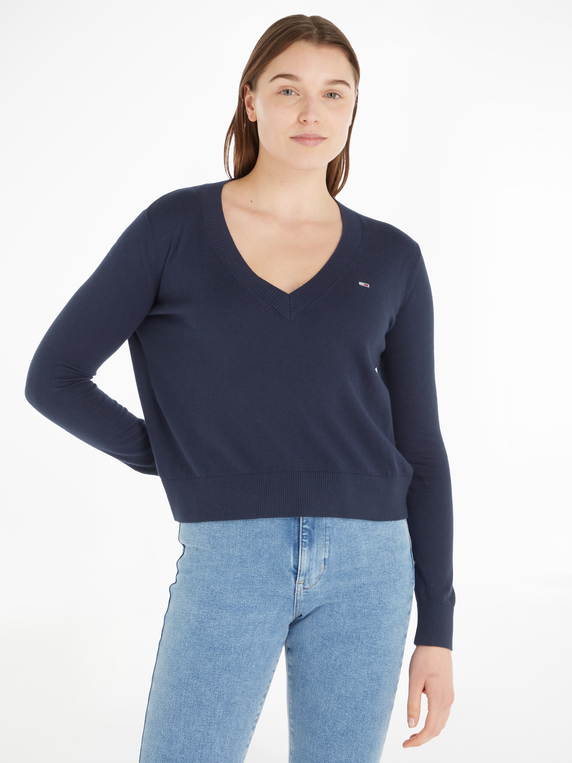 Tommy Jeans V-Ausschnitt-Pullover "TJW ESSENTIAL VNECK SWEATER", mit Tommy günstig online kaufen