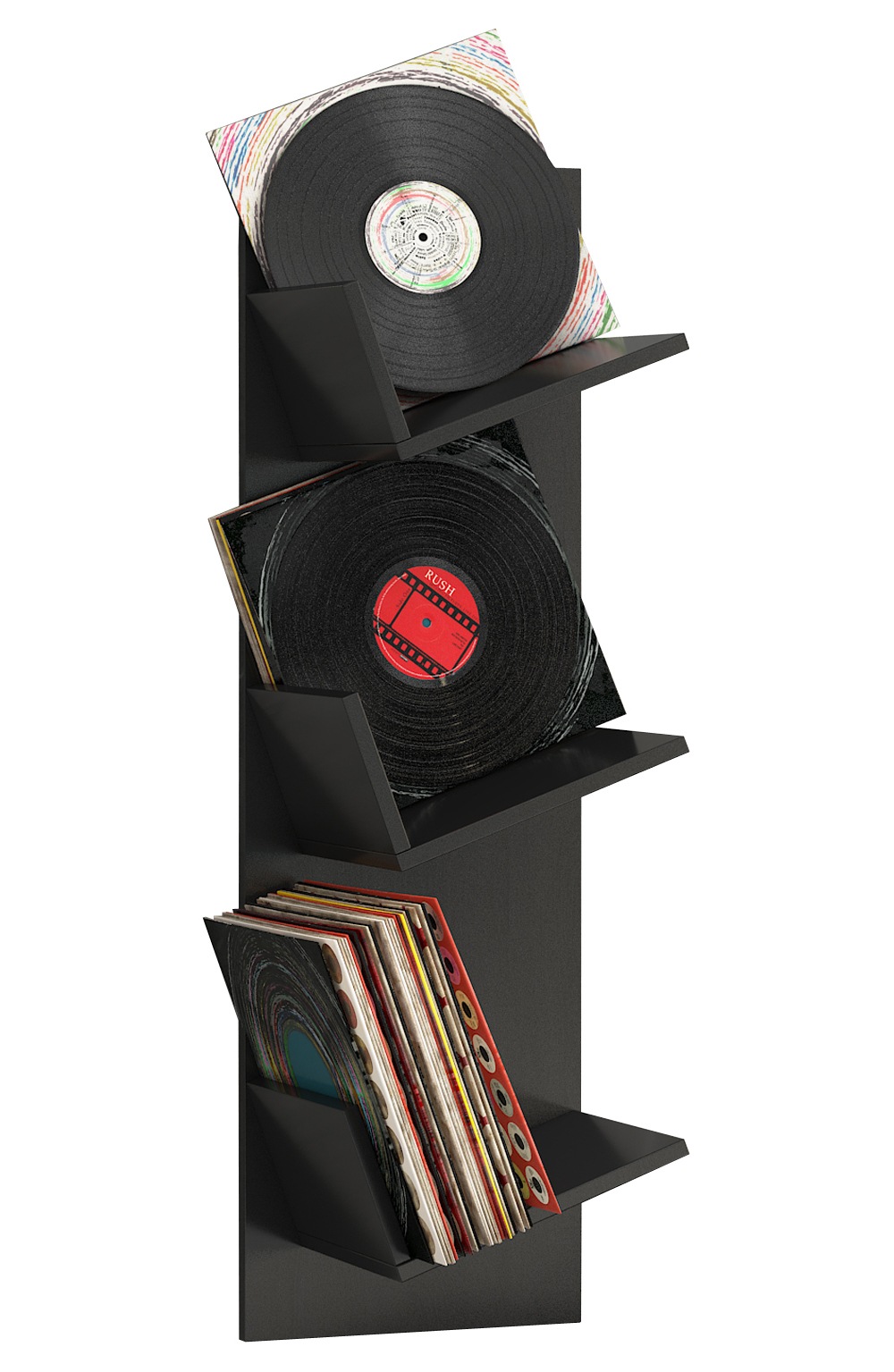 Media-Regal VCM, B:33cm T:26cmschwarz, Regale, "Holz Bücher Schallplatten LP Hänge Wandregal Sulda"