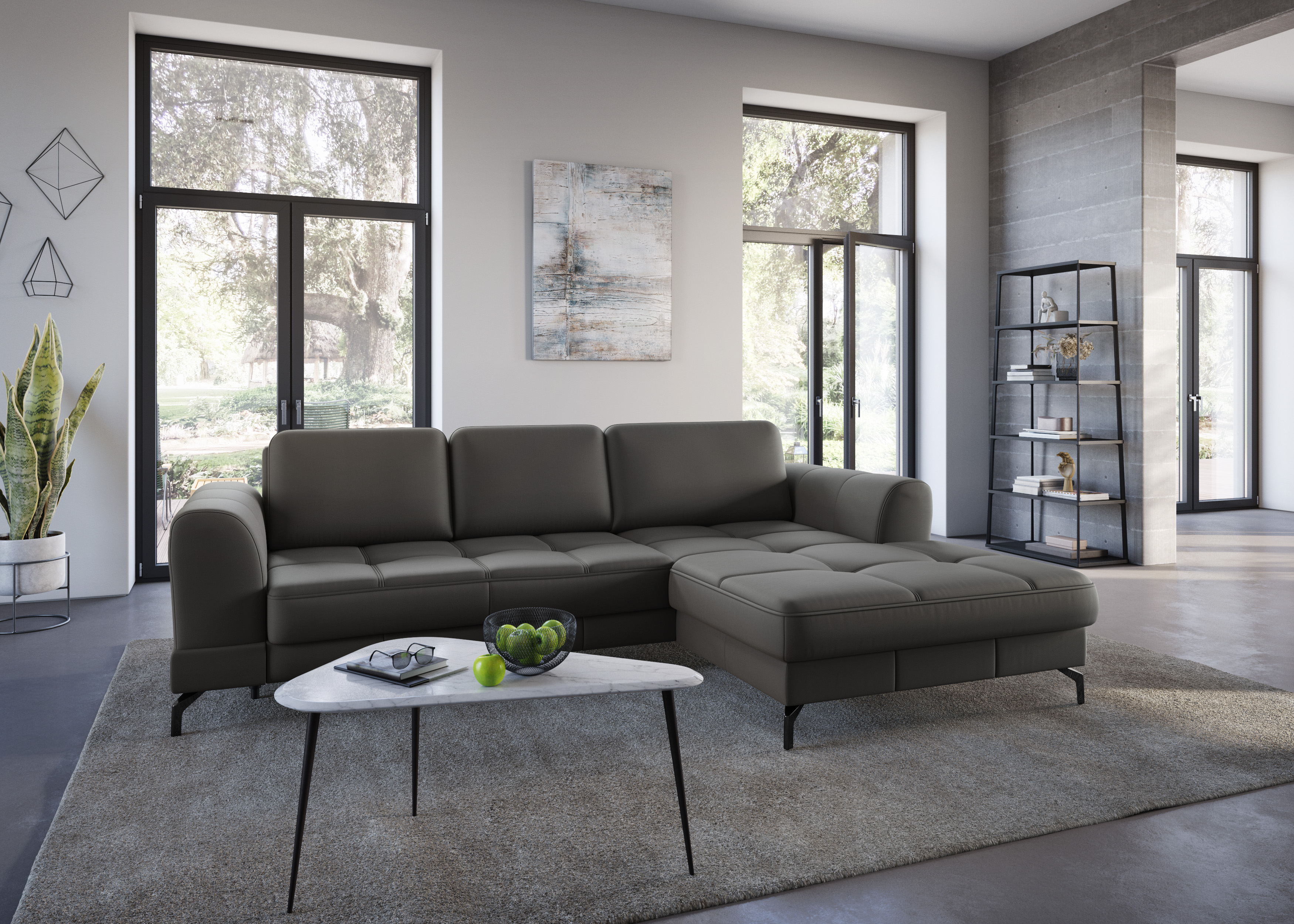 sit&more Ecksofa "Bendigo L-Form" inklusive Sitztiefenverstellung, Bodenfreiheit 12 cm, in 2 Fußfarben