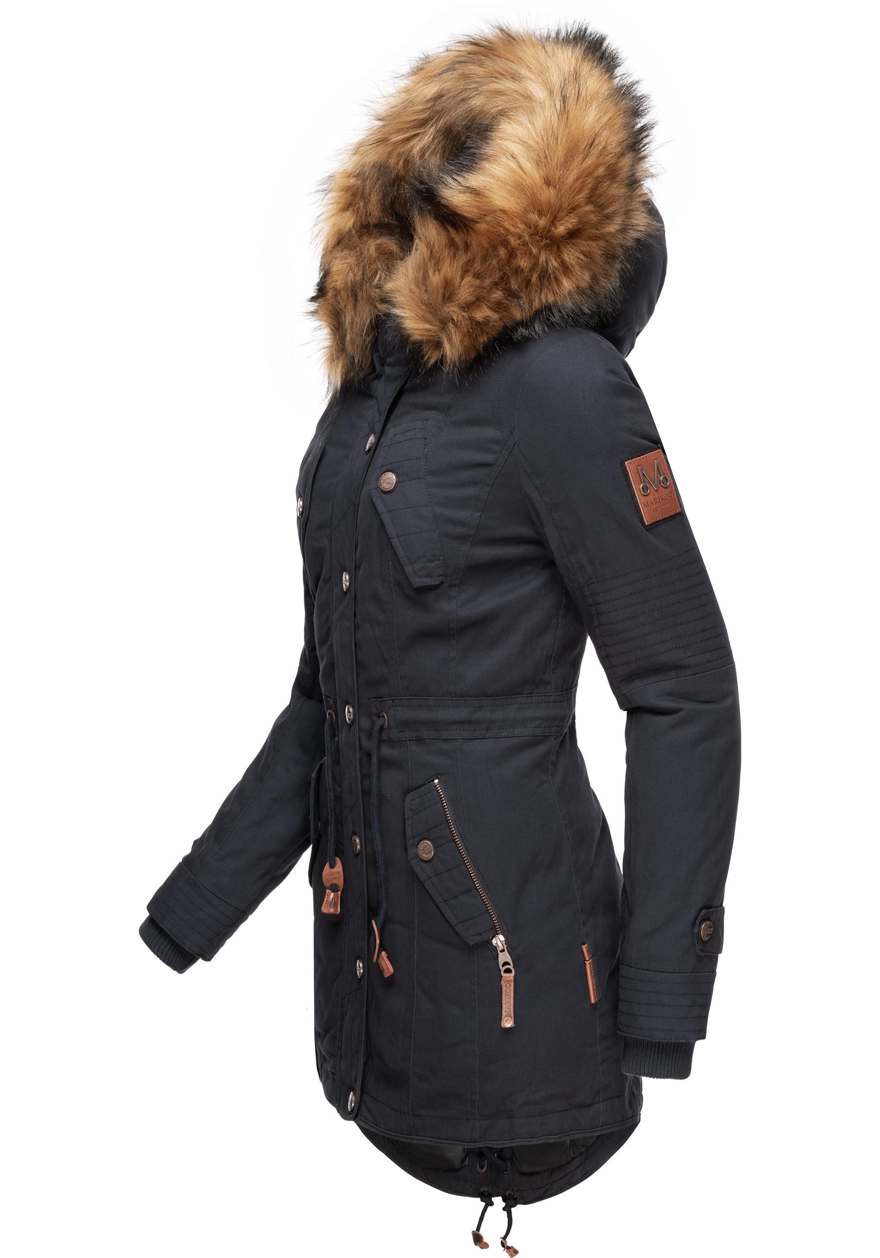 Marikoo Wintermantel »La Viva Prc«, stylischer Winterparka mit abnehmbarem Kunstfell
