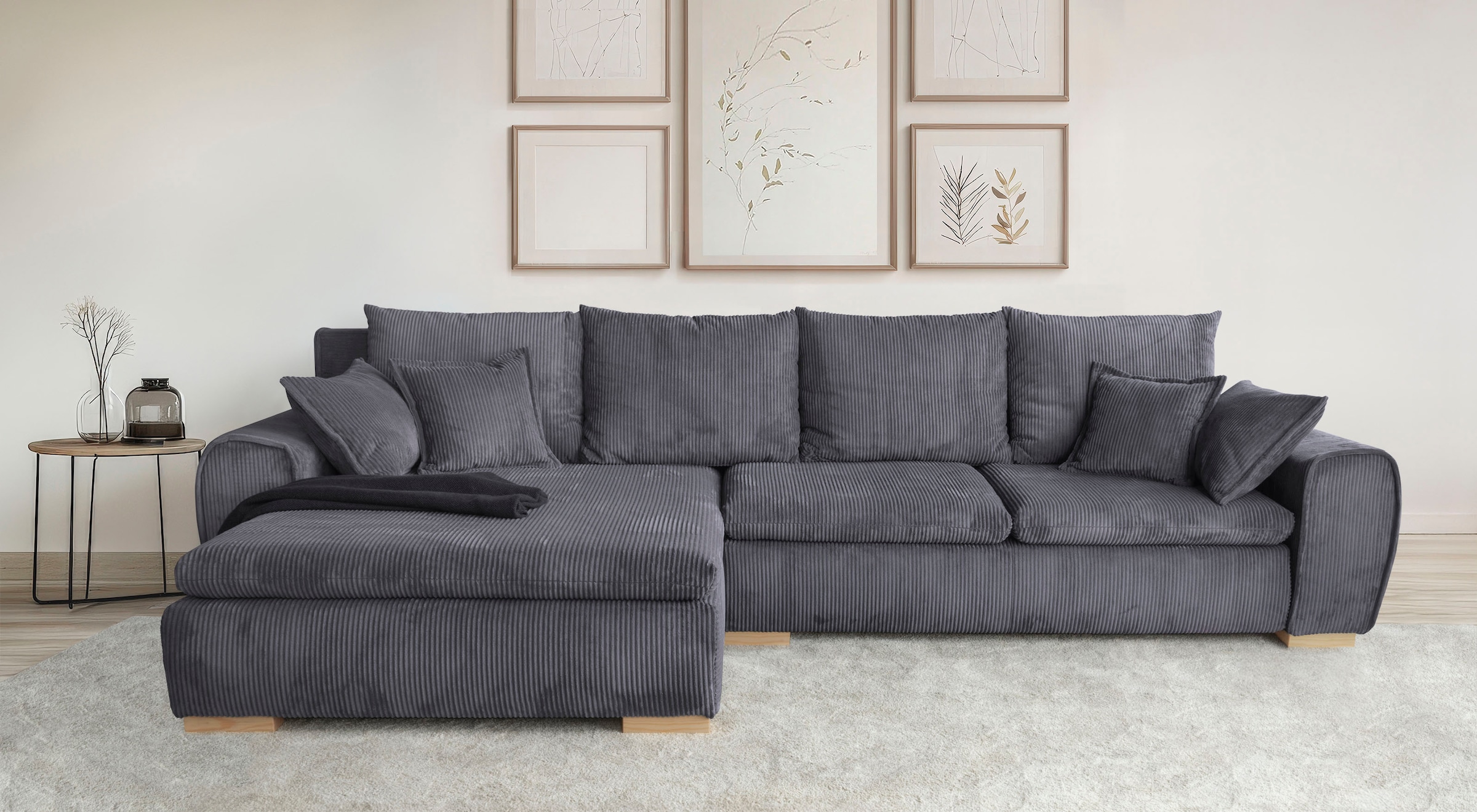 Home affaire Ecksofa "Katja L-Form", Cord Bezug, inkl. Schlaffunktion und S günstig online kaufen