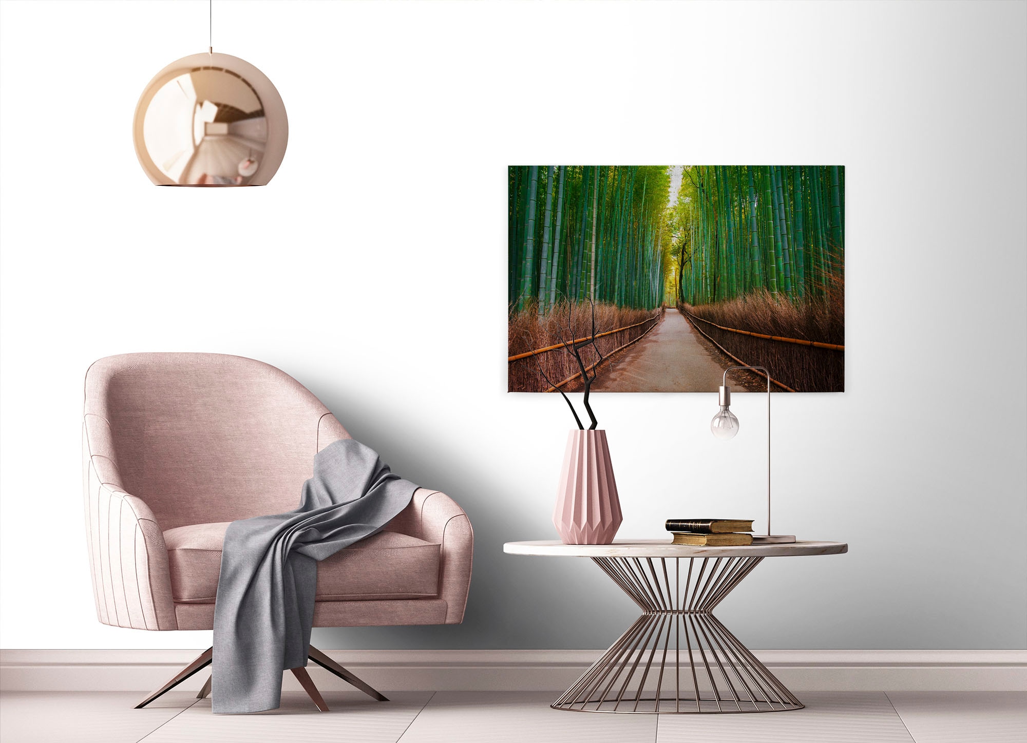 A.S. Création Leinwandbild »Bambus Walk«, Kunst-Gemälde-Kinder, (1 St.), Feldweg Bambus Natur Keilrahmen Leinwand-Bild Wohnzimmer modern Kinder