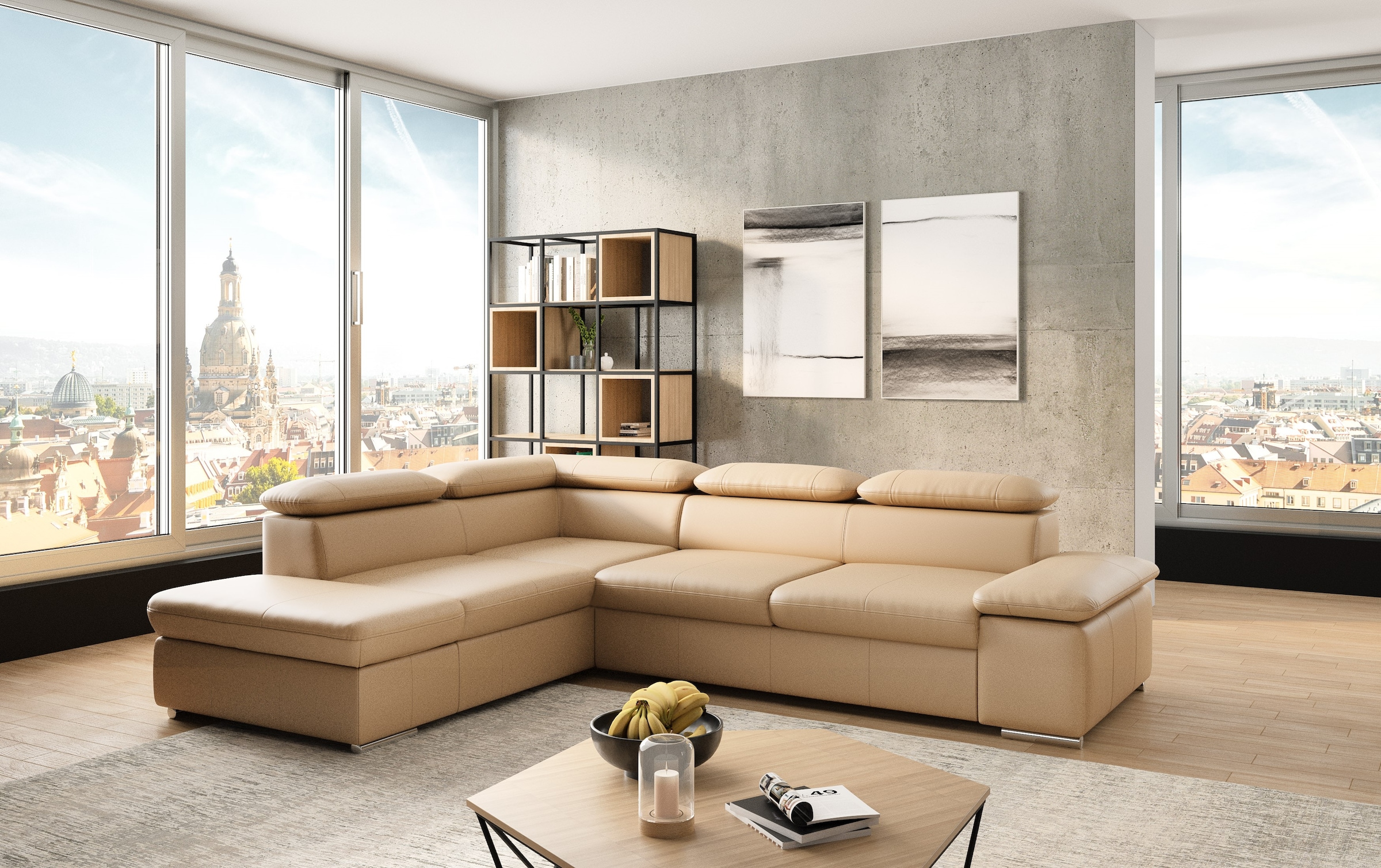 sit&more Ecksofa "Valantine L-Form, B: 272 cm, Leder, mit Arm- und Kopfteilverstellung" optional Schlaffunktion, Komfortsofa, modern
