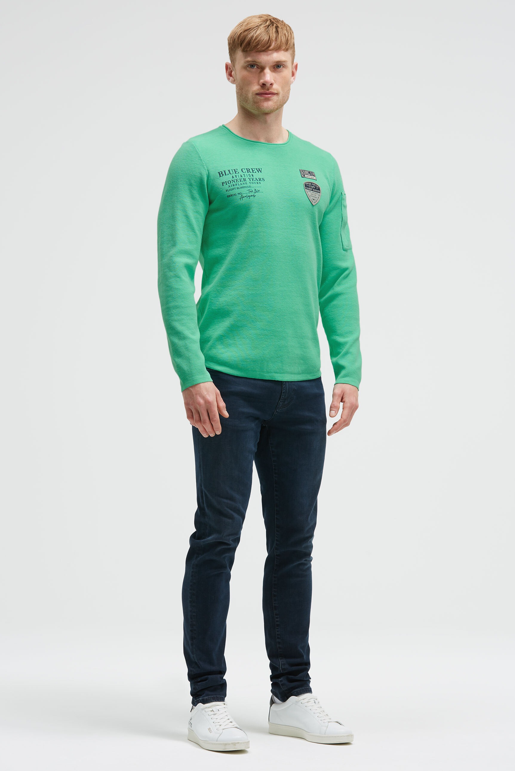 CAMP DAVID Rundhalspullover aus Feinstrick