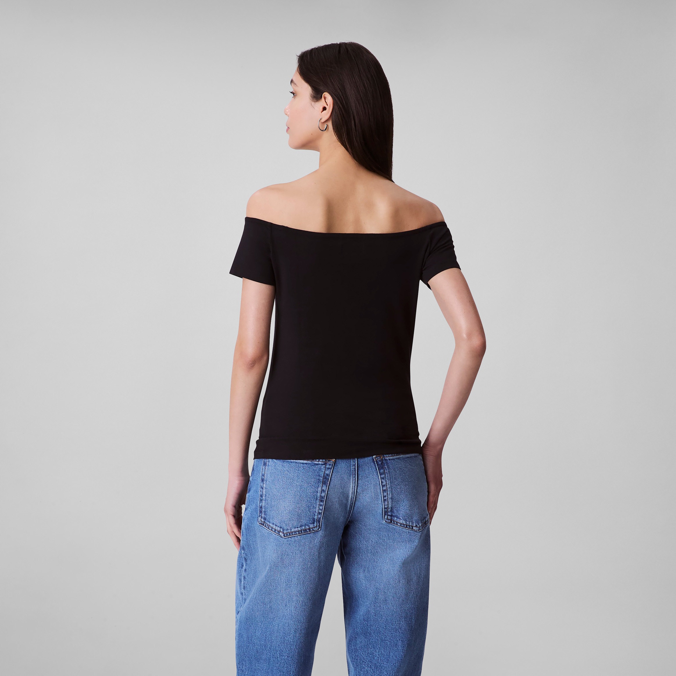Calvin Klein Jeans Blusentop "MNGRM OFF SHLDR STRT", Mit tiefem Rundhalsaus günstig online kaufen