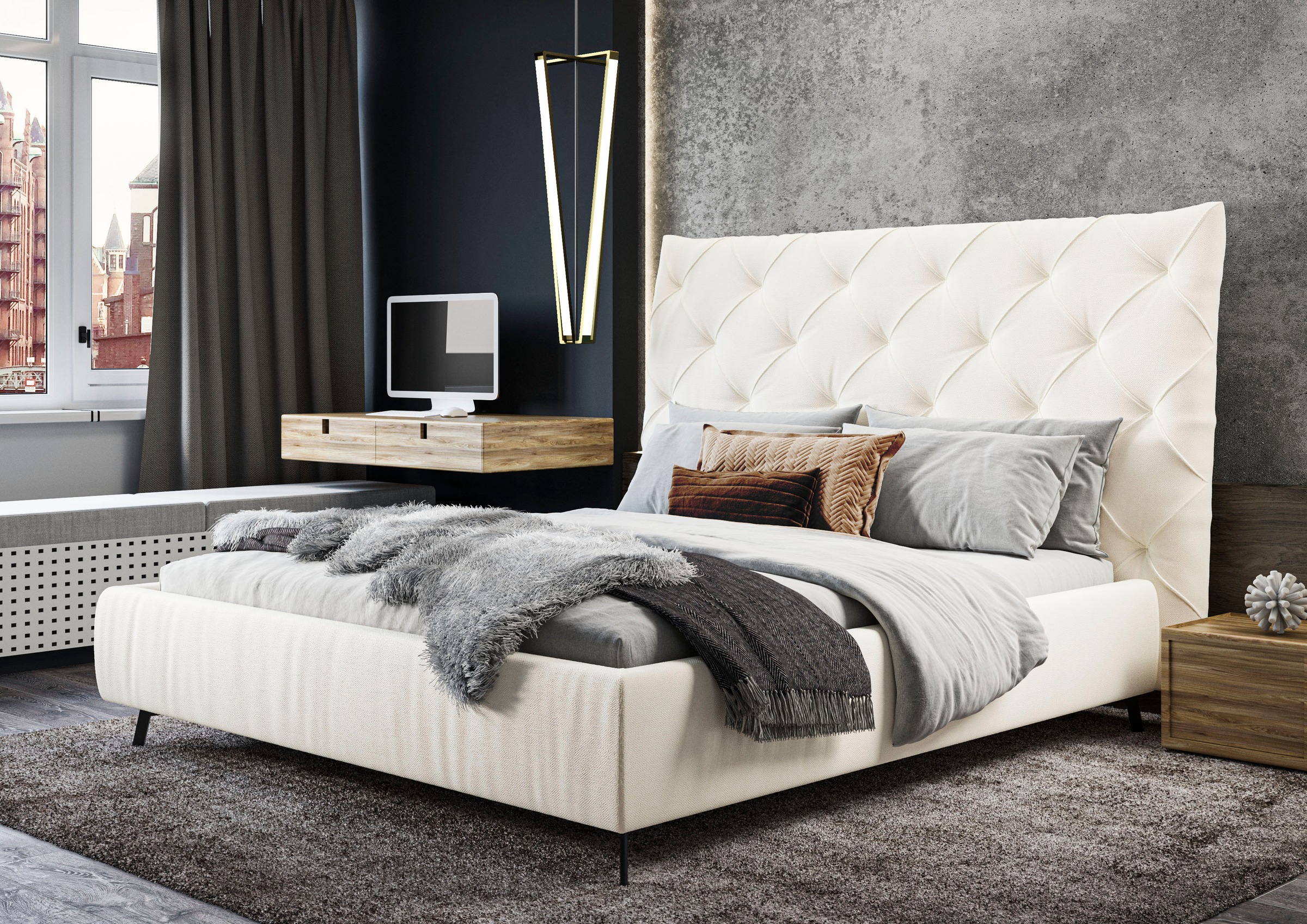 Home affaire Polsterbett "Maxime, in 4 Breiten bis 200cm, auch in Leder" Ko günstig online kaufen