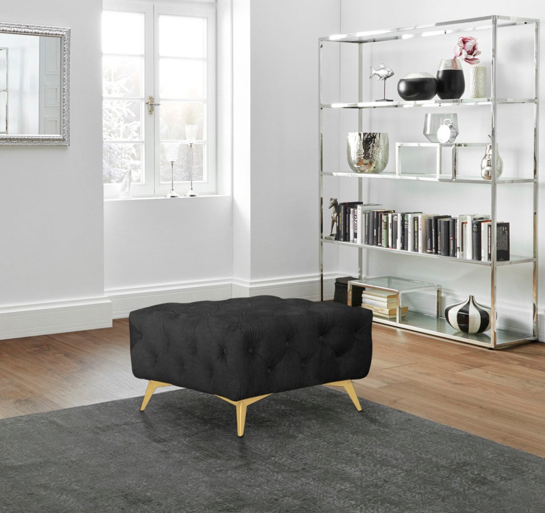 Leonique Polsterhocker »Glynis«, aufwändige Knopfheftung, moderne Chesterfield Optik, Fußfarbe wählbar