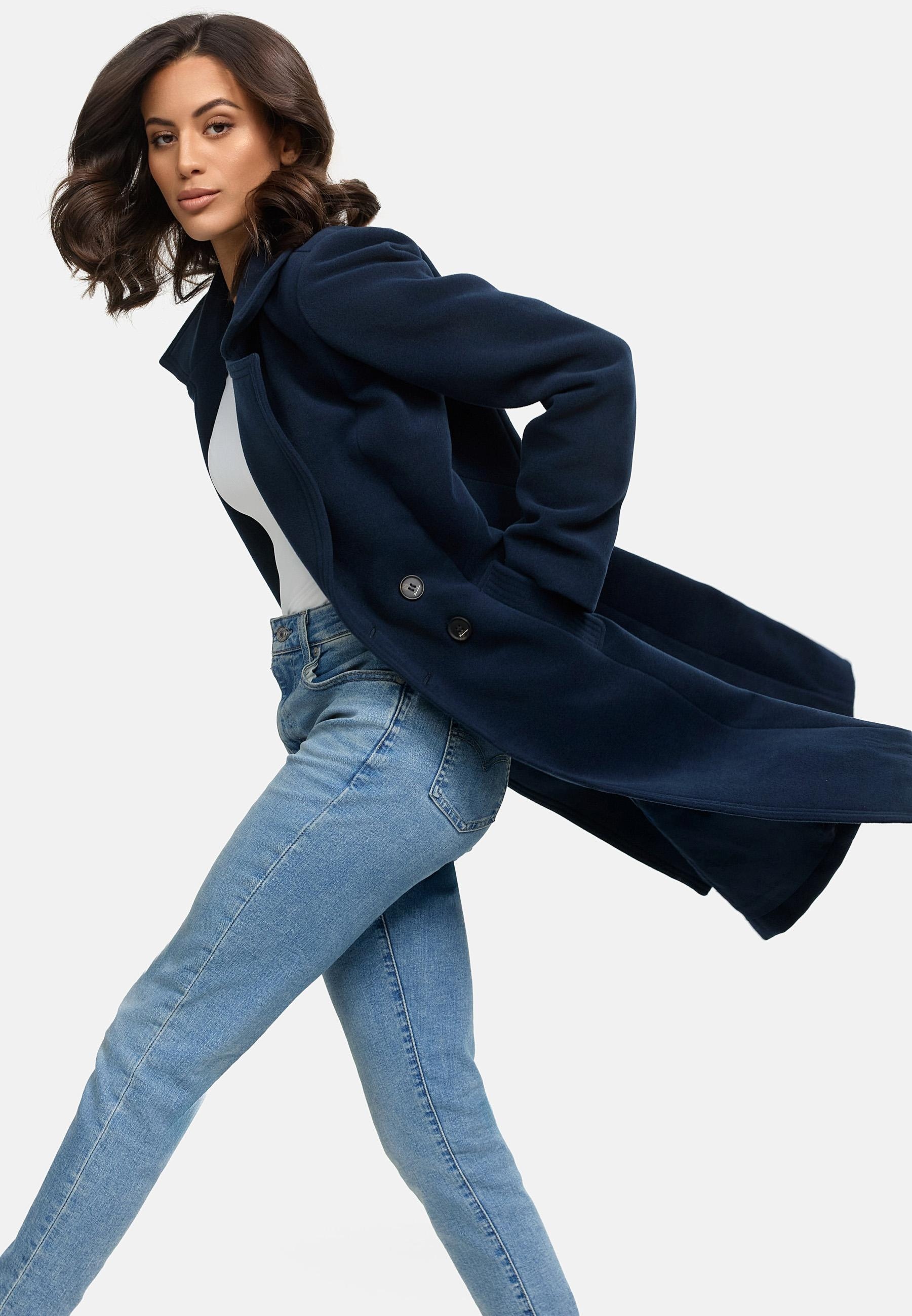 Navahoo Wintermantel »Wooly«, edler Damen Trenchcoat in Wollmantel-Optik