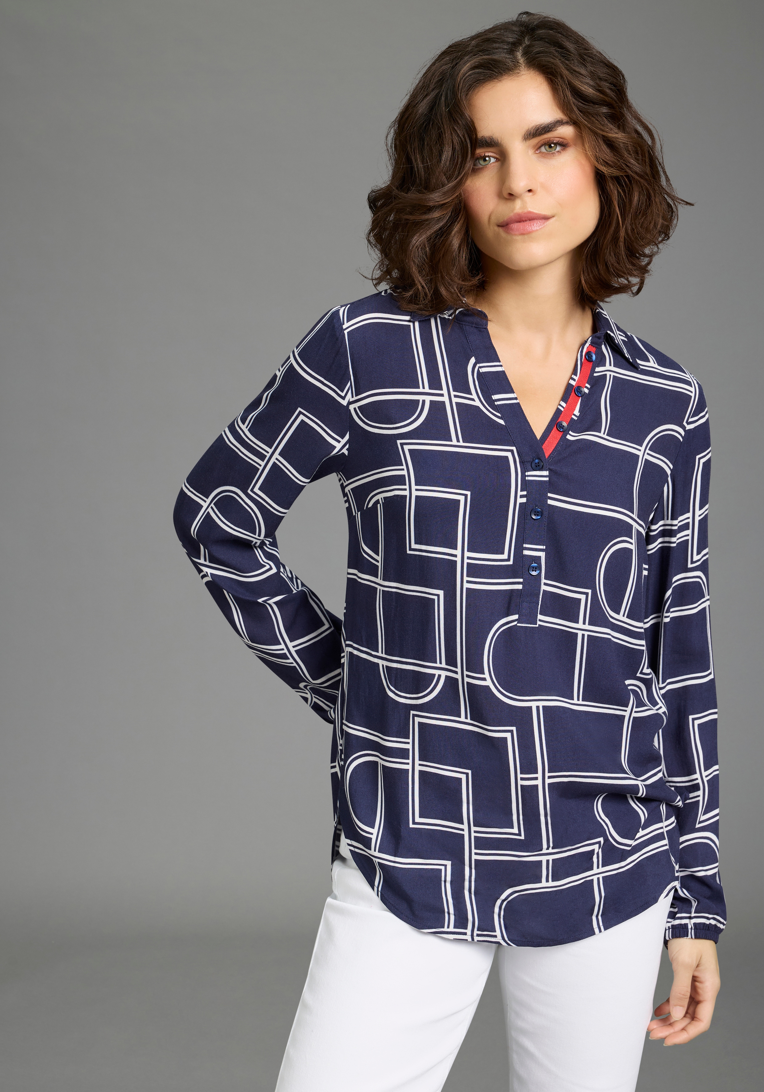 Laura Scott Longbluse mit Kontrasttape - NEUE KOLLEKTION