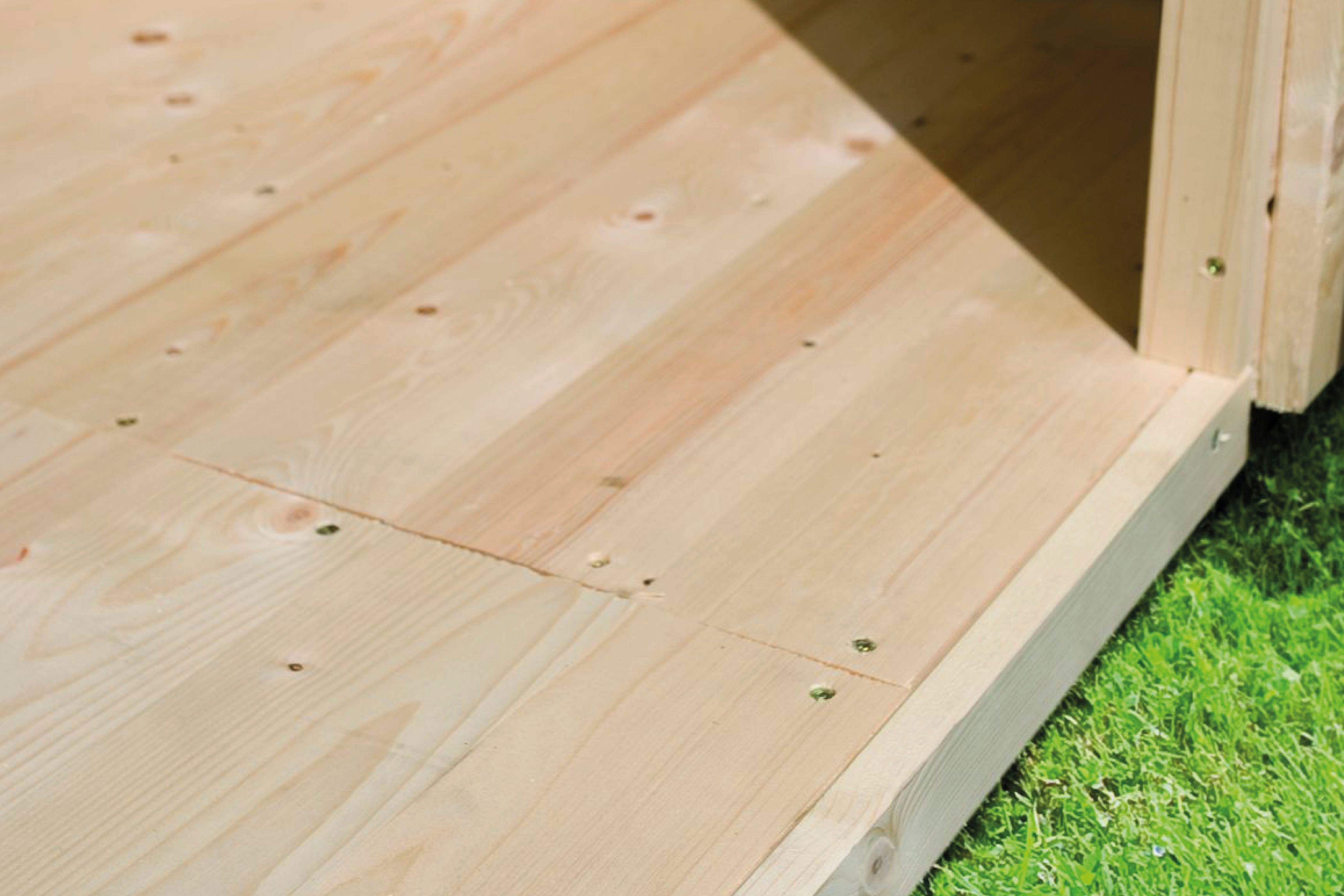 Karibu "für Gartenhaus "Wandlitz 5", naturbelassen" aus hochwertigem Massivholz, mit kesseldruckimprägnierten Bodenbalken