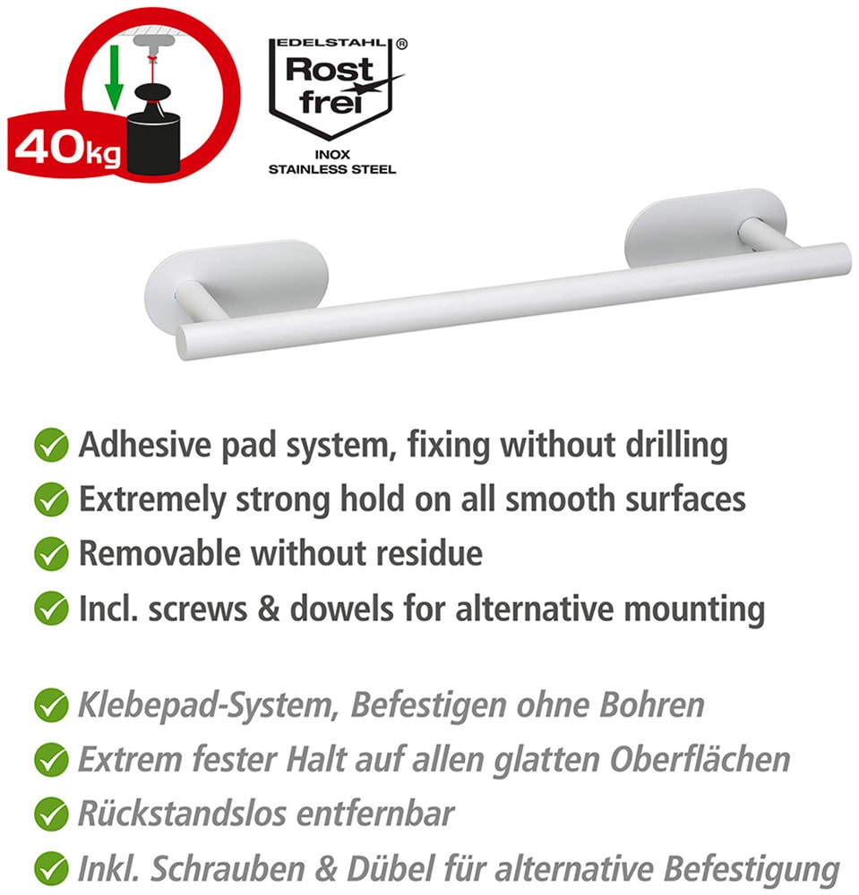 WENKO Handtuchstange »Turbo-Loc® Modell Uno Orea«, aus Edelstahl, Befestigen ohne Bohren, 40 cm