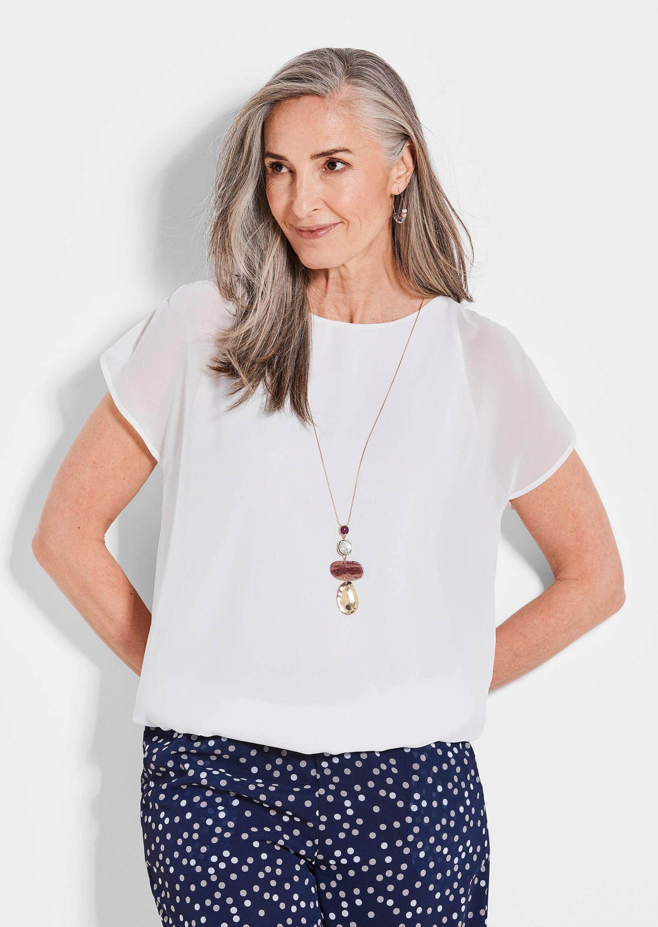 GOLDNER Kurzarmbluse »Luftige Bluse mit Chiffon, Kurzarm«