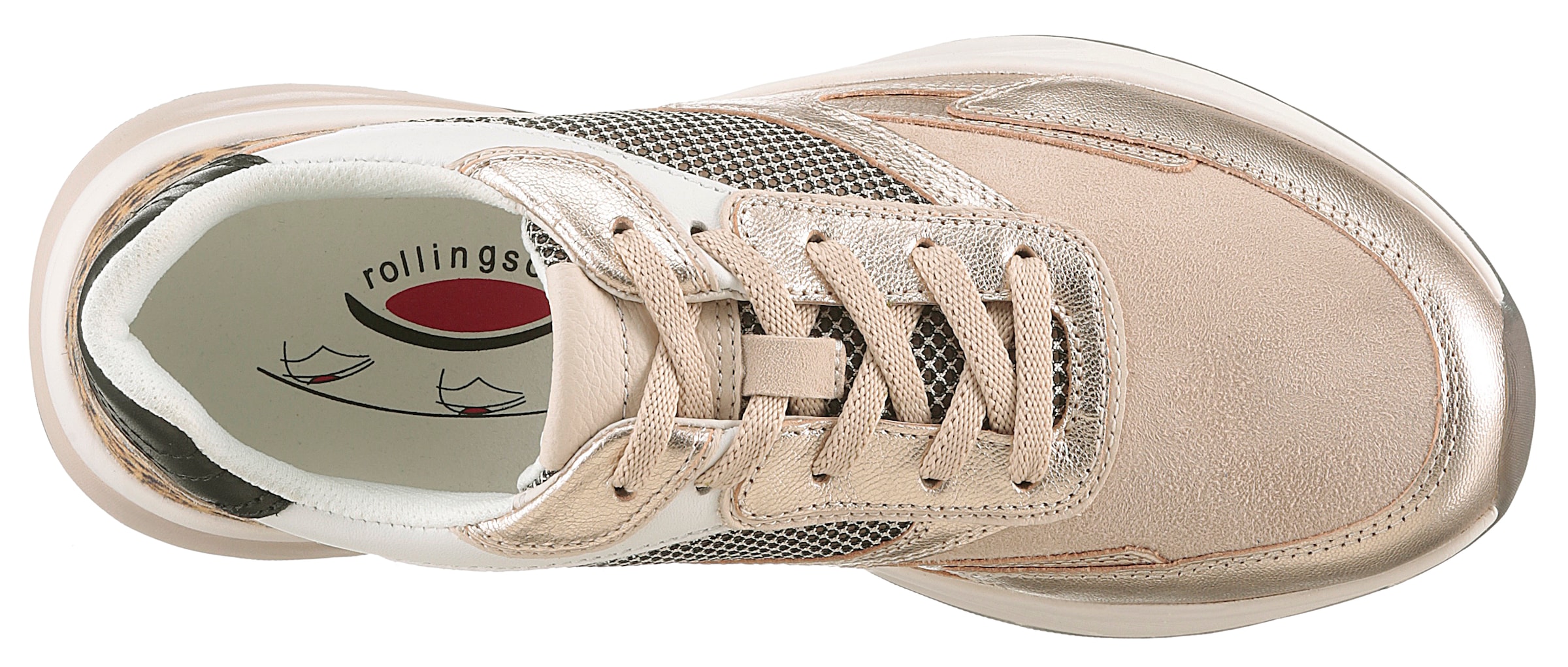 Gabor Rollingsoft Keilsneaker, Freizeitschuh, Halbschuh, Schnürschuh mit Kontrastbesätzen