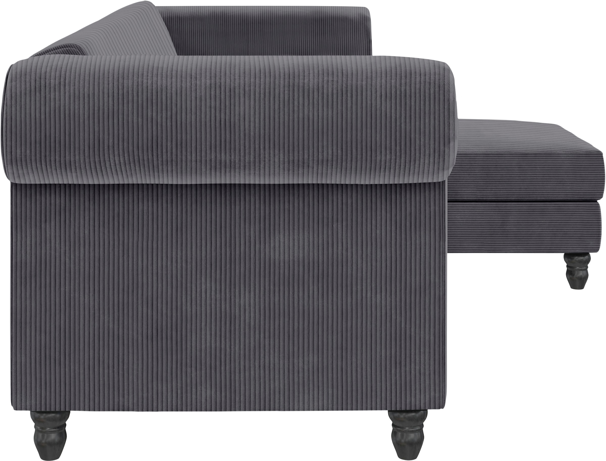 Dorel Home Ecksofa »Felix II, L-Form, Schlafsofa 241cm (Liegefl. 108/195 cm),«, verstellb. Rückenlehne, Recamiere wechselbar, Cord