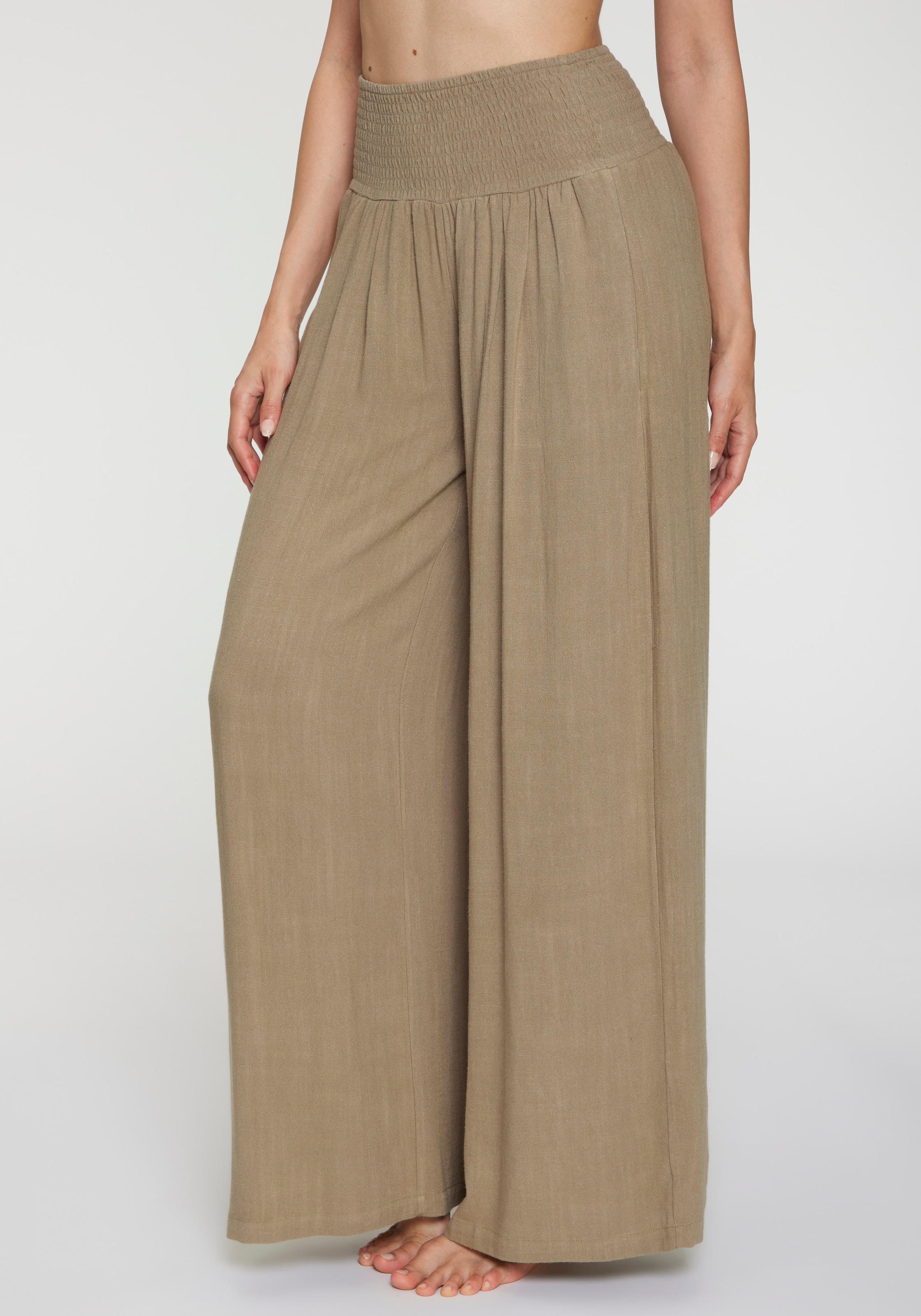 French Connection Leinenhose  mit gerafftem Bund, weite Palazzohose für den Sommer