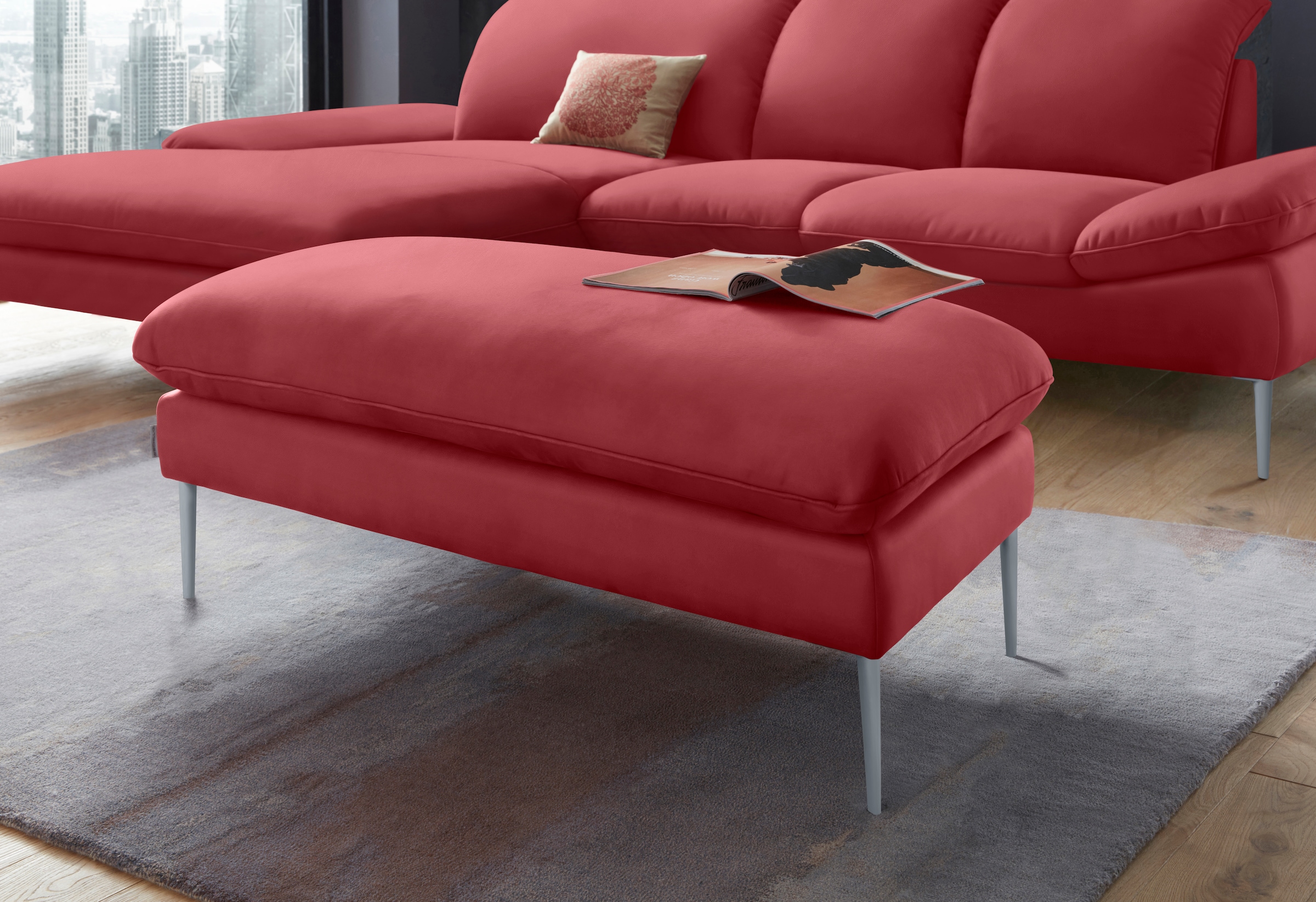W.SCHILLIG Hocker "enjoy&MORE", Füße silber matt, Breite 106 cm günstig online kaufen