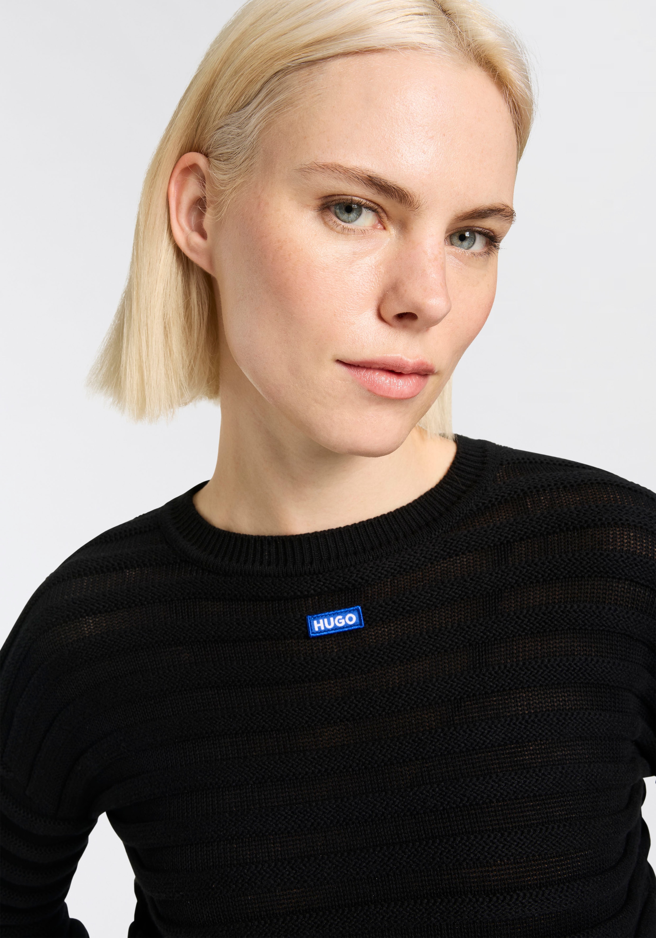 HUGO Blue Strickpullover »Slummya«, mit dezenter Streifenstruktur