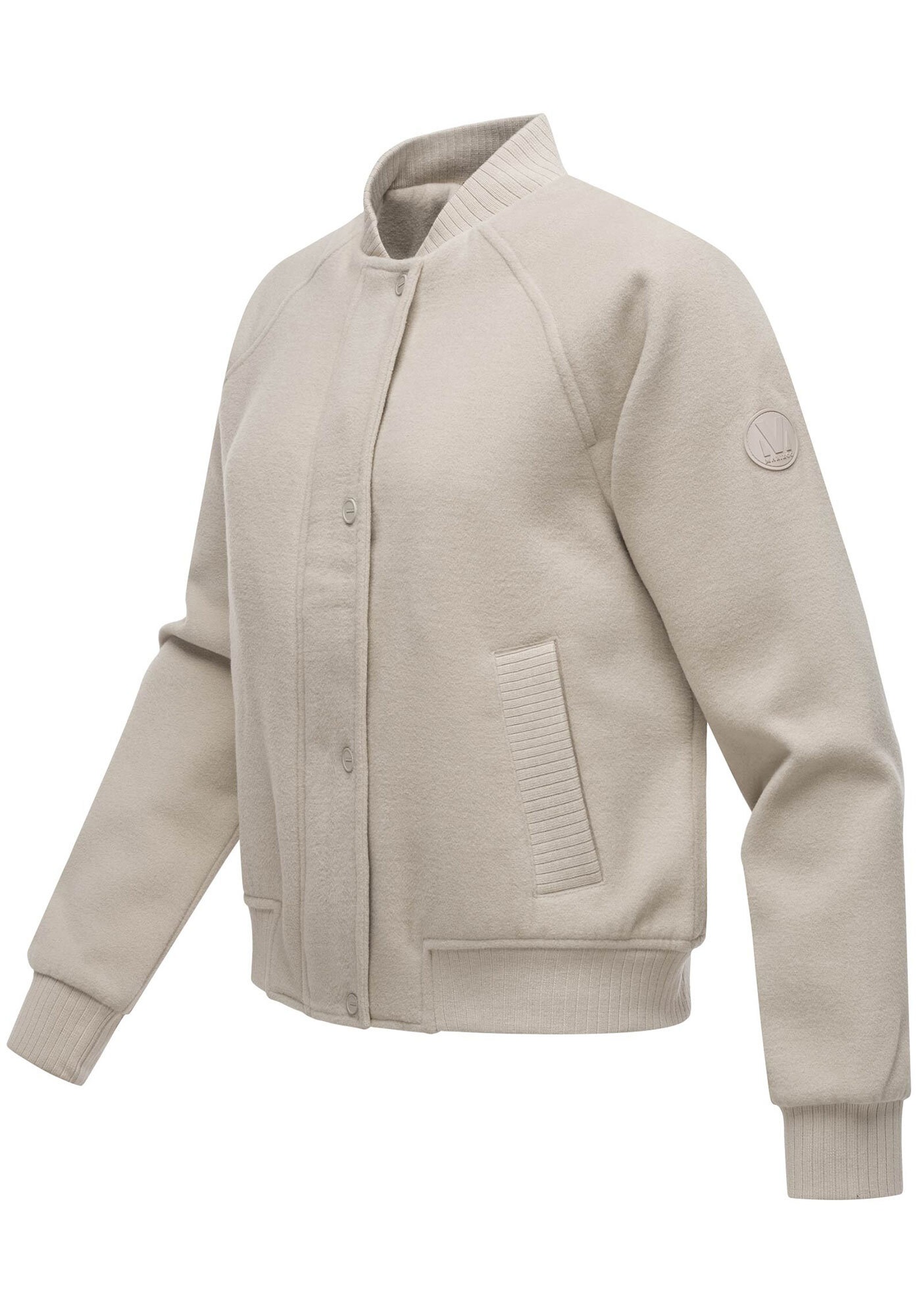 Marikoo Collegejacke »Zunaa«, Modische Jacke im Collegejacken-Stil mit Rippbündchen und Raglanärmeln