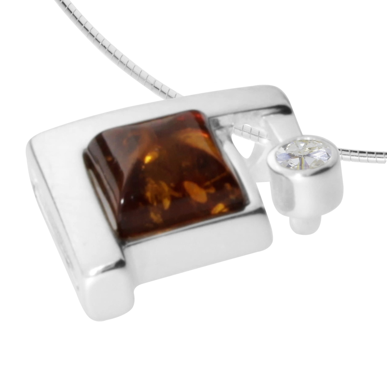 OSTSEE-SCHMUCK Kette mit Anhänger »- Gleiter-Diane - Silber 925/000 - Bernstein/Zirk.«