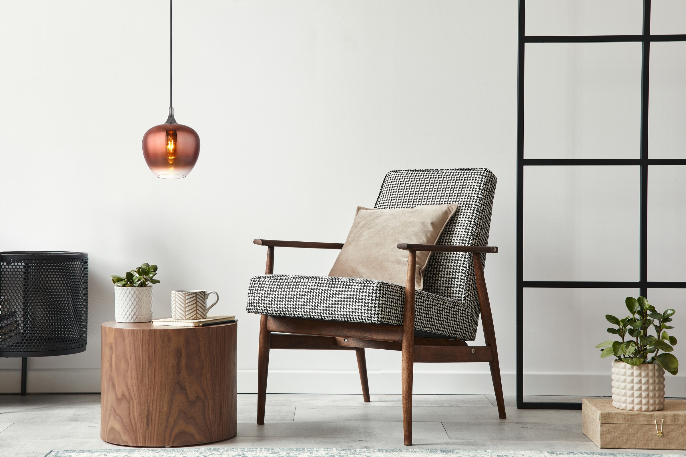 GLOBO LIGHTING Hängeleuchte »MAXY« E27 1 Stk. Hängeleuchte Schwarz/Chrom, Kupferglas, klar verlaufend, E27