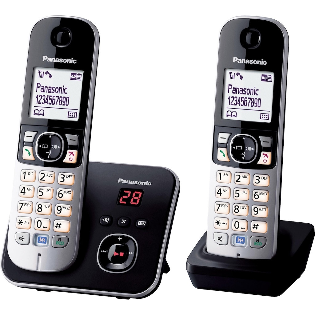 Panasonic Schnurloses DECT-Telefon »KX-TG6822G«, (Mobilteile: 2), mit Anrufbeantworter, Nachtmodis, Freisprechen