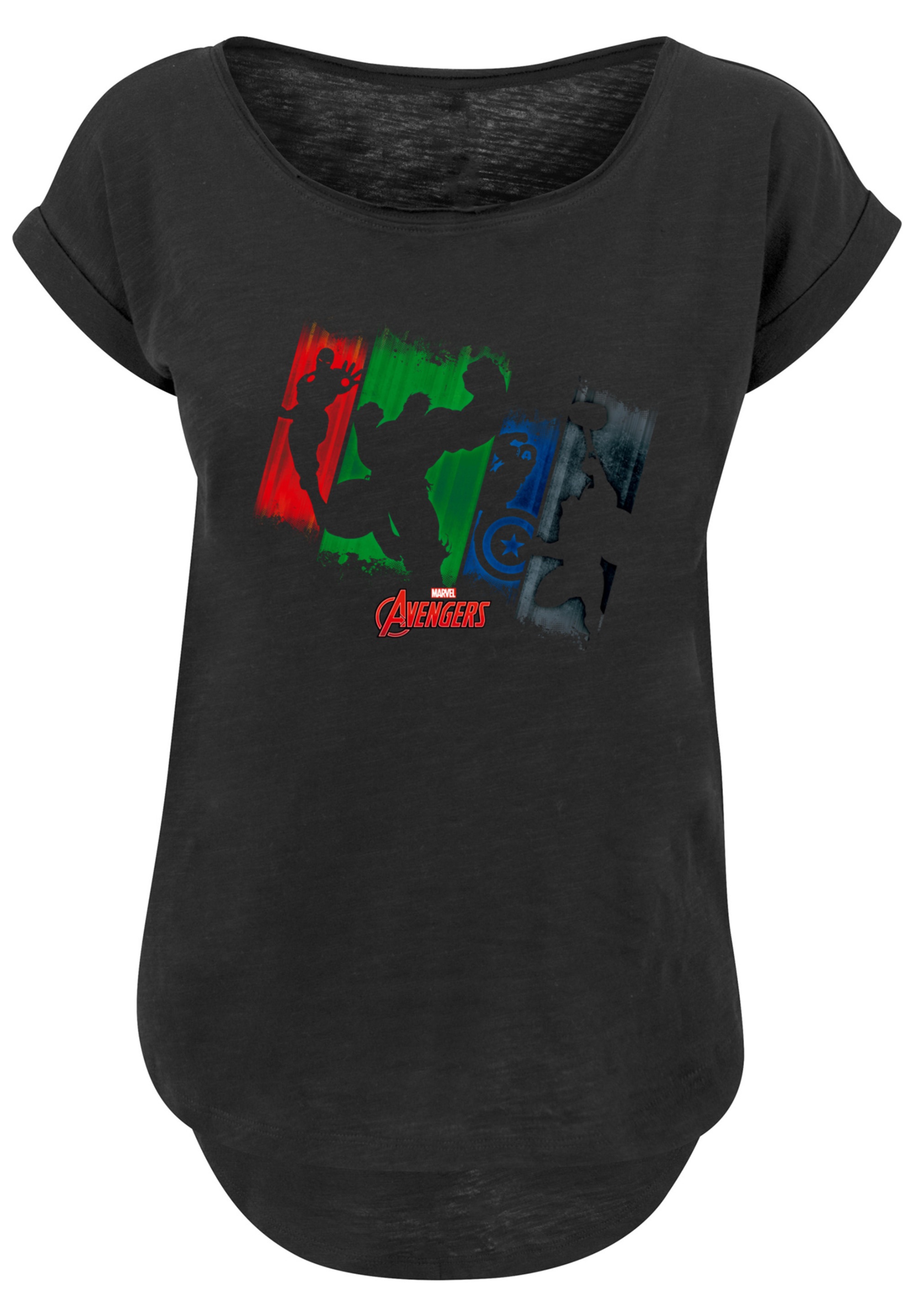F4NT4STIC T-Shirt »Marvel Superhelden Avengers Team Punch Out«, Damen,Premium Merch,Lang,Longshirt,Logo Print