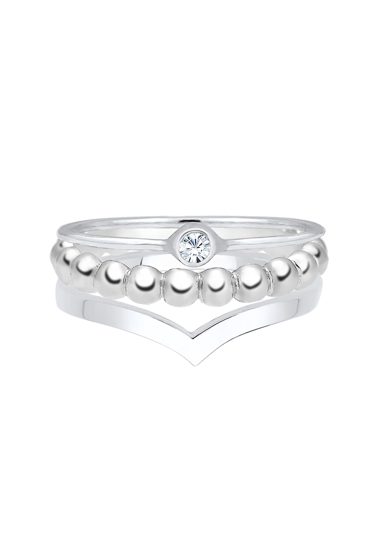 Elli Solitärring »Glas Kristalle Weiß 925 3er Ringset Sterling Silber«